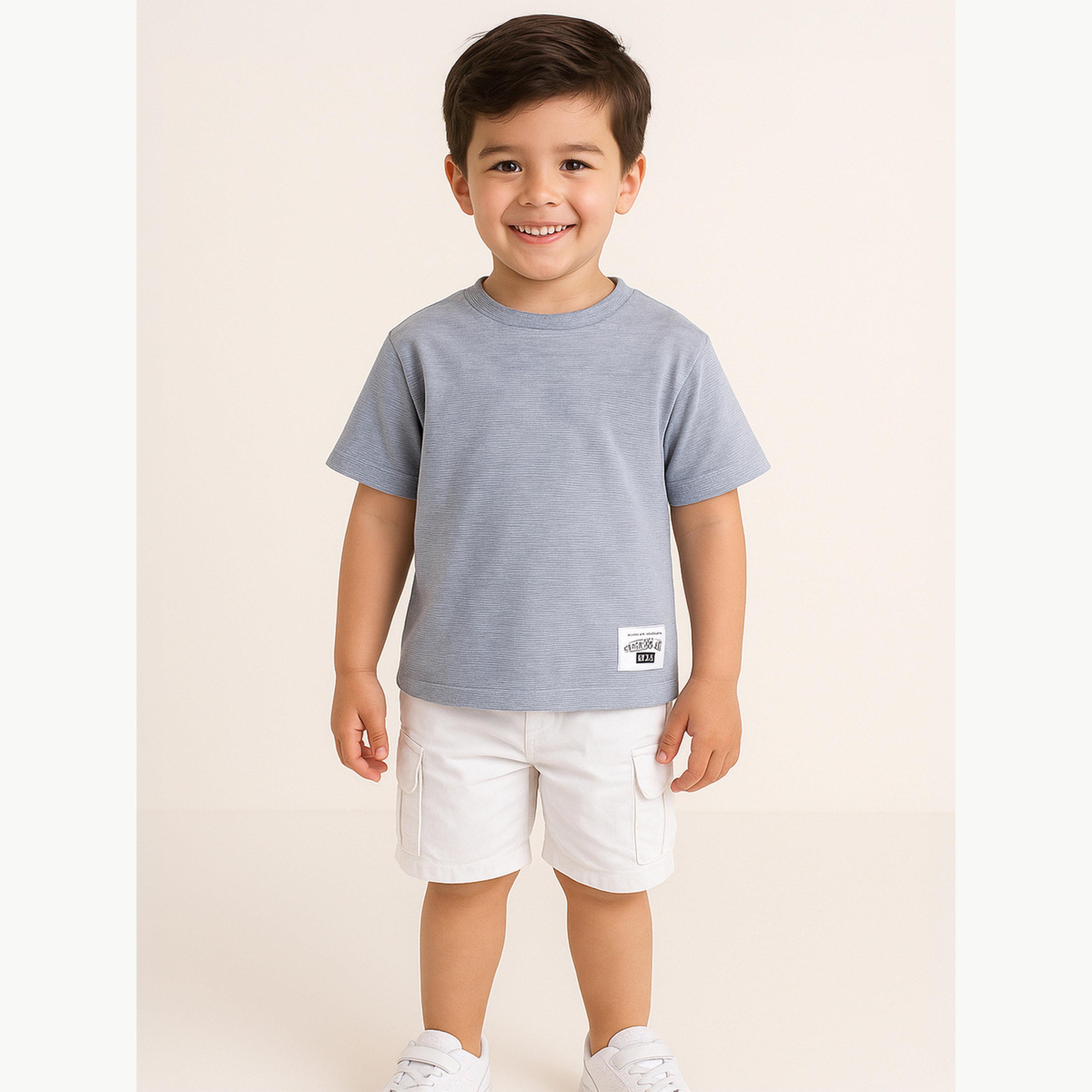 تيشيرت بياقة دائرية محبوك بتفاصيل بارزة الملمس للأولاد-boys-clothing-tshirtsandpolos-image-2