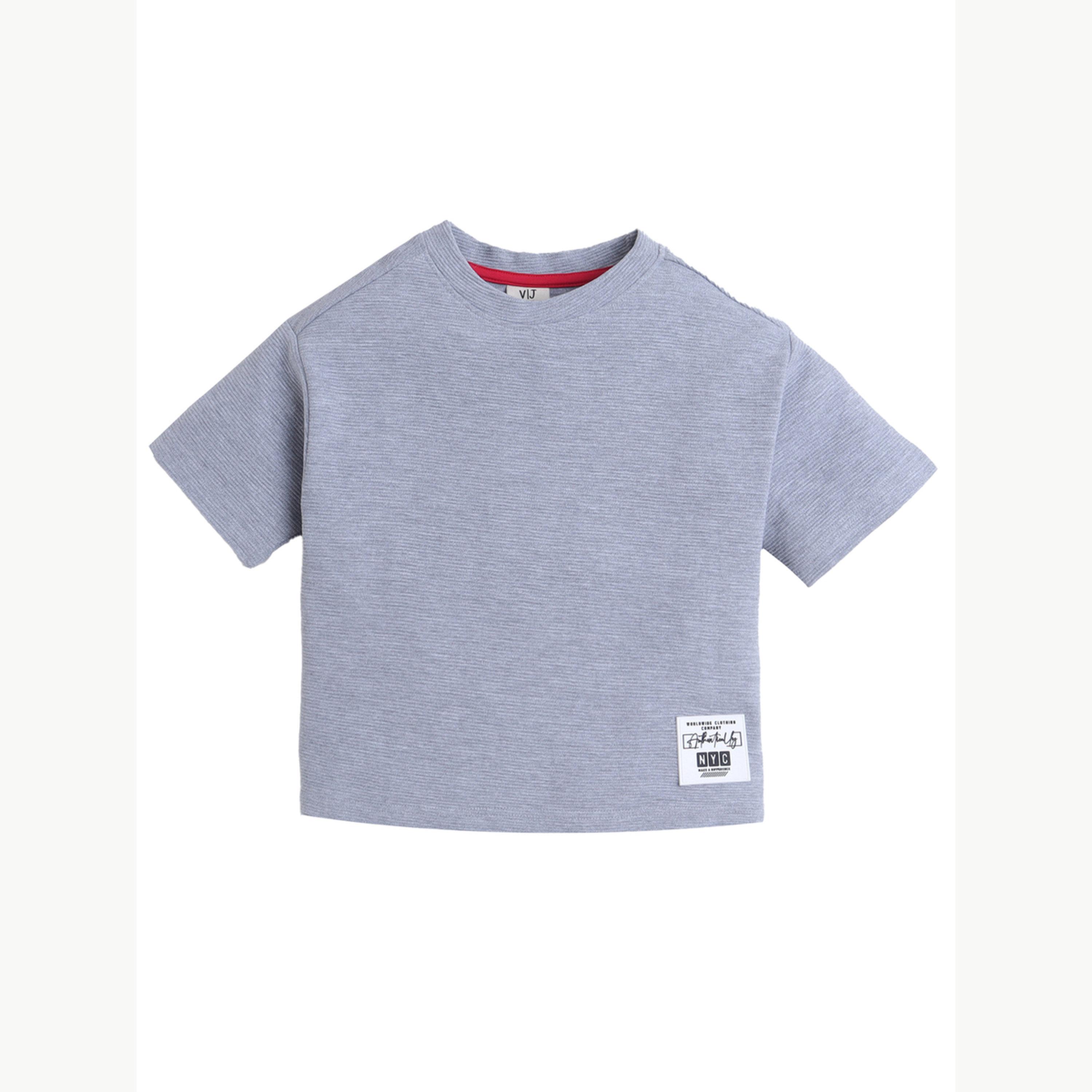 تيشيرت بياقة دائرية محبوك بتفاصيل بارزة الملمس للأولاد-boys-clothing-tshirtsandpolos-image-3