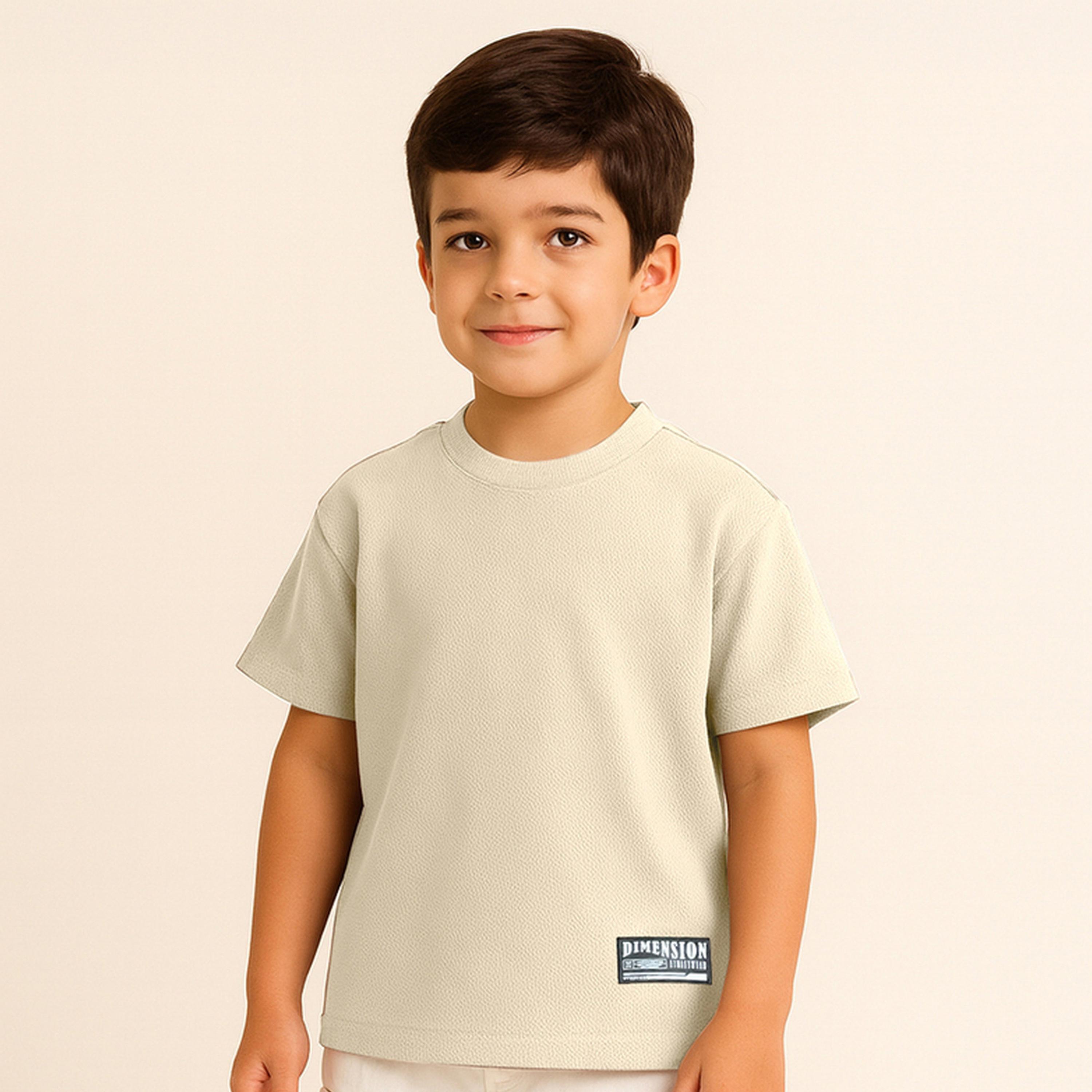تيشيرت بياقة دائرية محبوك بتفاصيل بارزة الملمس للأولاد-boys-clothing-tshirtsandpolos-image-1