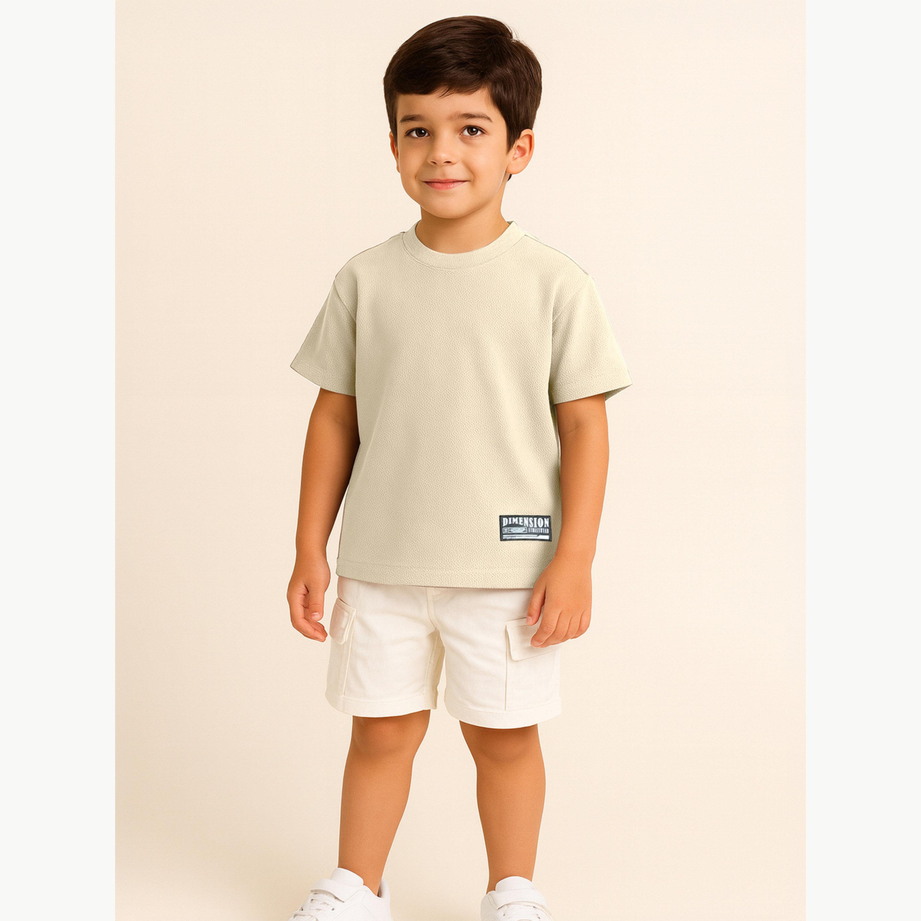 تيشيرت بياقة دائرية محبوك بتفاصيل بارزة الملمس للأولاد-boys-clothing-tshirtsandpolos-image-2