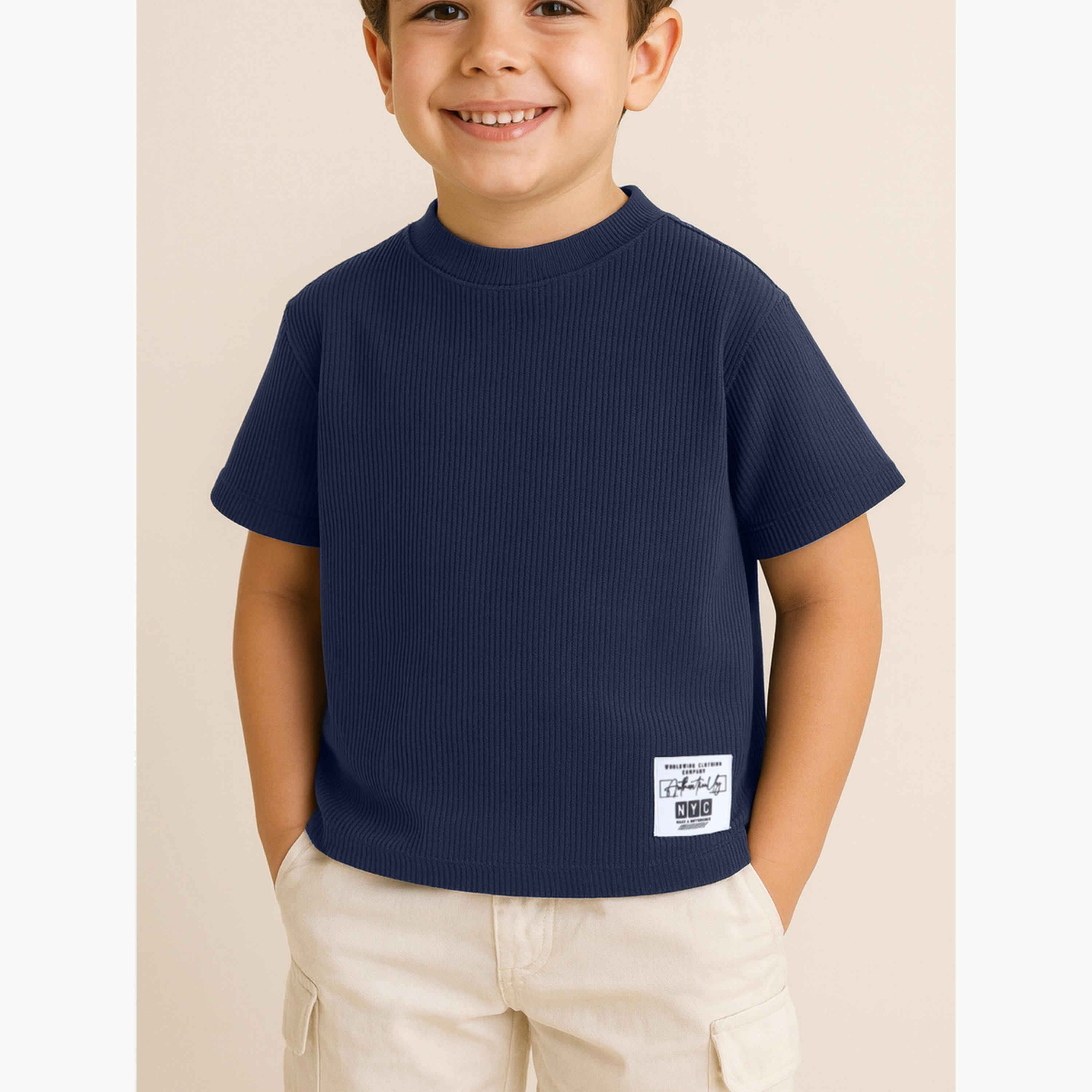 Victor and Jane X Styli Boys Textured Knit Round Neck T-Shirt-boys-clothing-tshirtsandpolos-image-6
