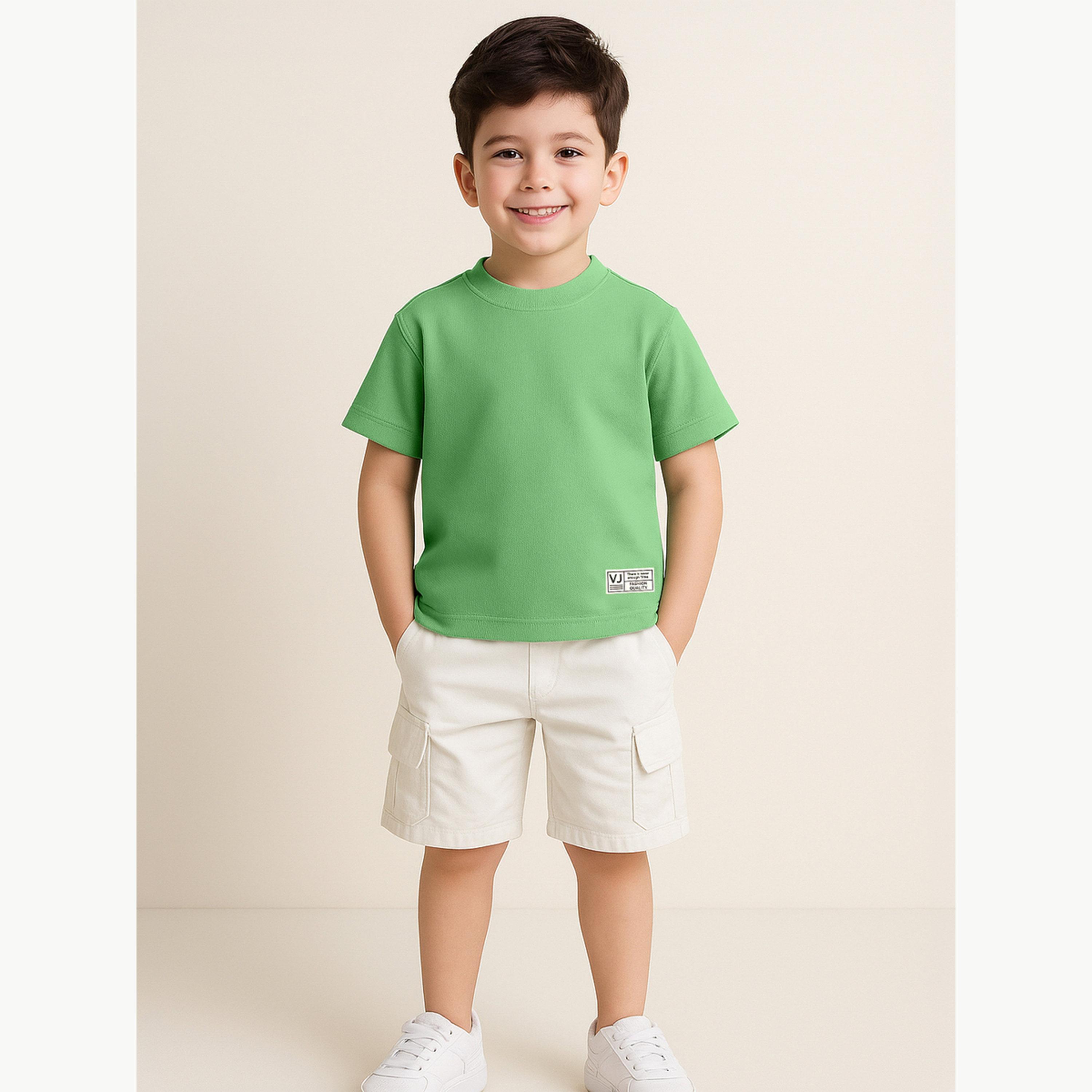 Victor and Jane X Styli Boys Textured Knit Round Neck T-Shirt-boys-clothing-tshirtsandpolos-image-2