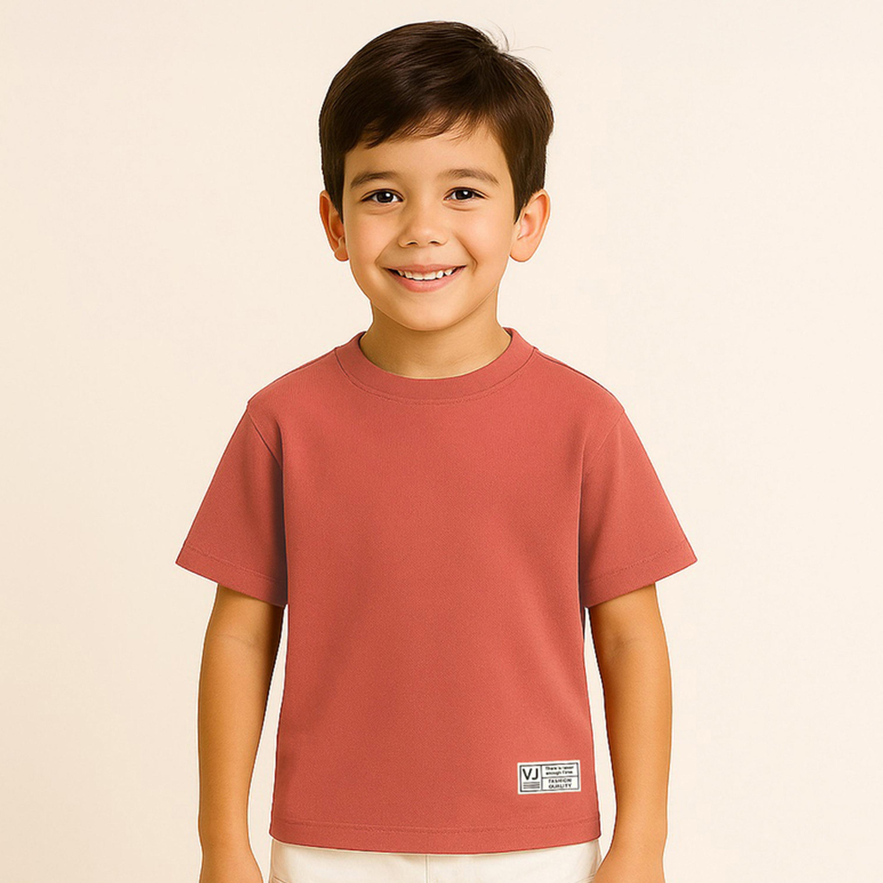 Victor and Jane X Styli Boys Textured Knit Round Neck T-Shirt-boys-clothing-tshirtsandpolos-image-1