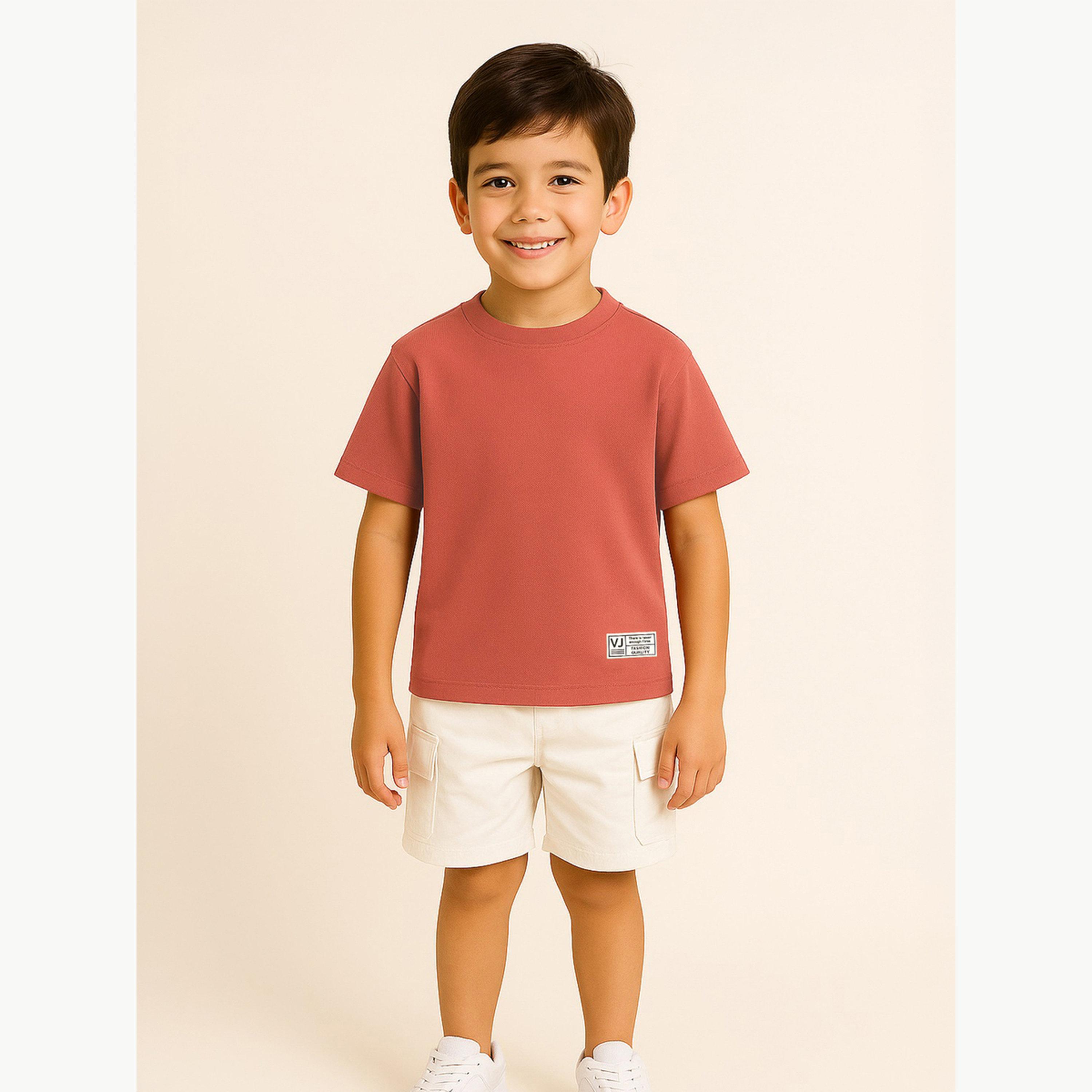 Victor and Jane X Styli Boys Textured Knit Round Neck T-Shirt-boys-clothing-tshirtsandpolos-image-2
