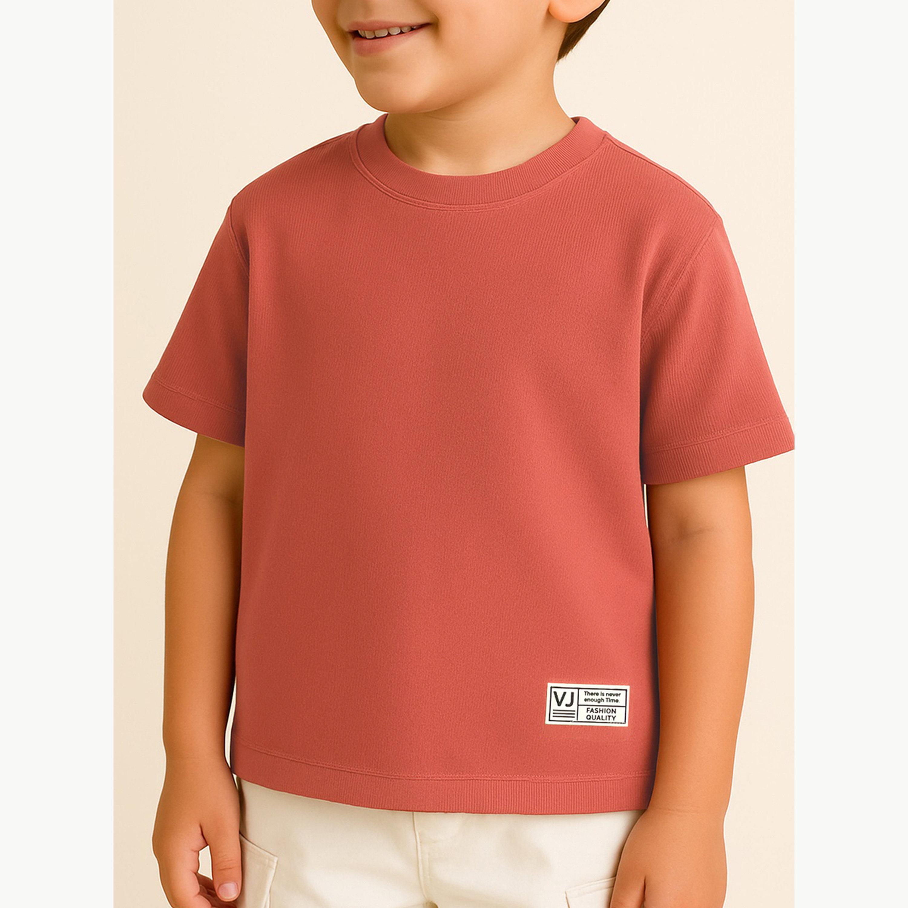 Victor and Jane X Styli Boys Textured Knit Round Neck T-Shirt-boys-clothing-tshirtsandpolos-image-5