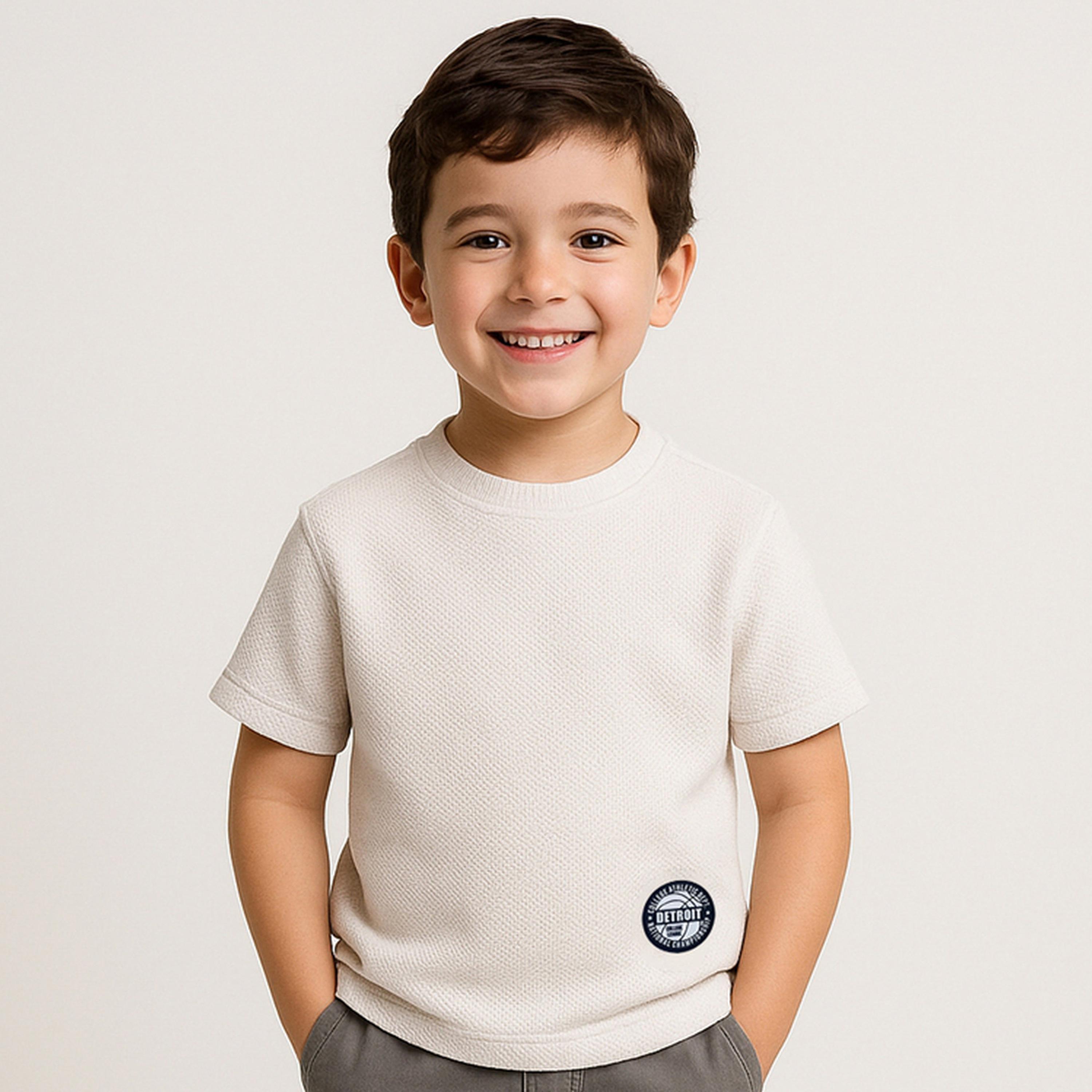 Victor and Jane X Styli Boys Textured Knit Round Neck T-Shirt-boys-clothing-tshirtsandpolos-image-1