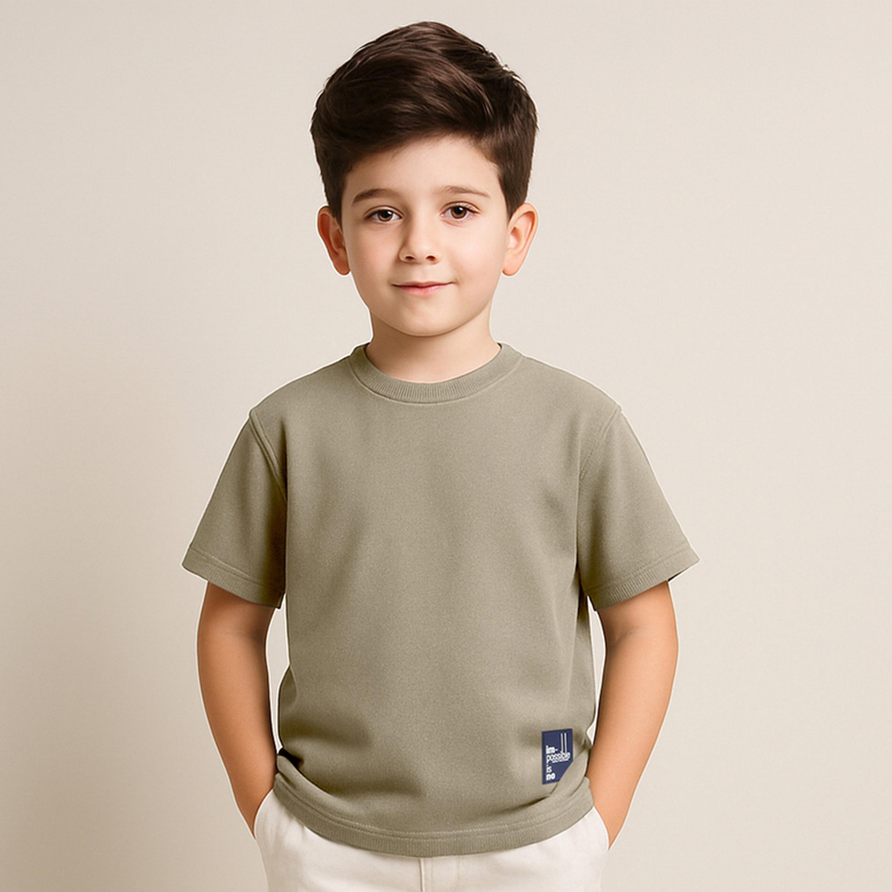 تيشيرت بياقة دائرية محبوك بتفاصيل بارزة الملمس للأولاد-boys-clothing-tshirtsandpolos-image-1