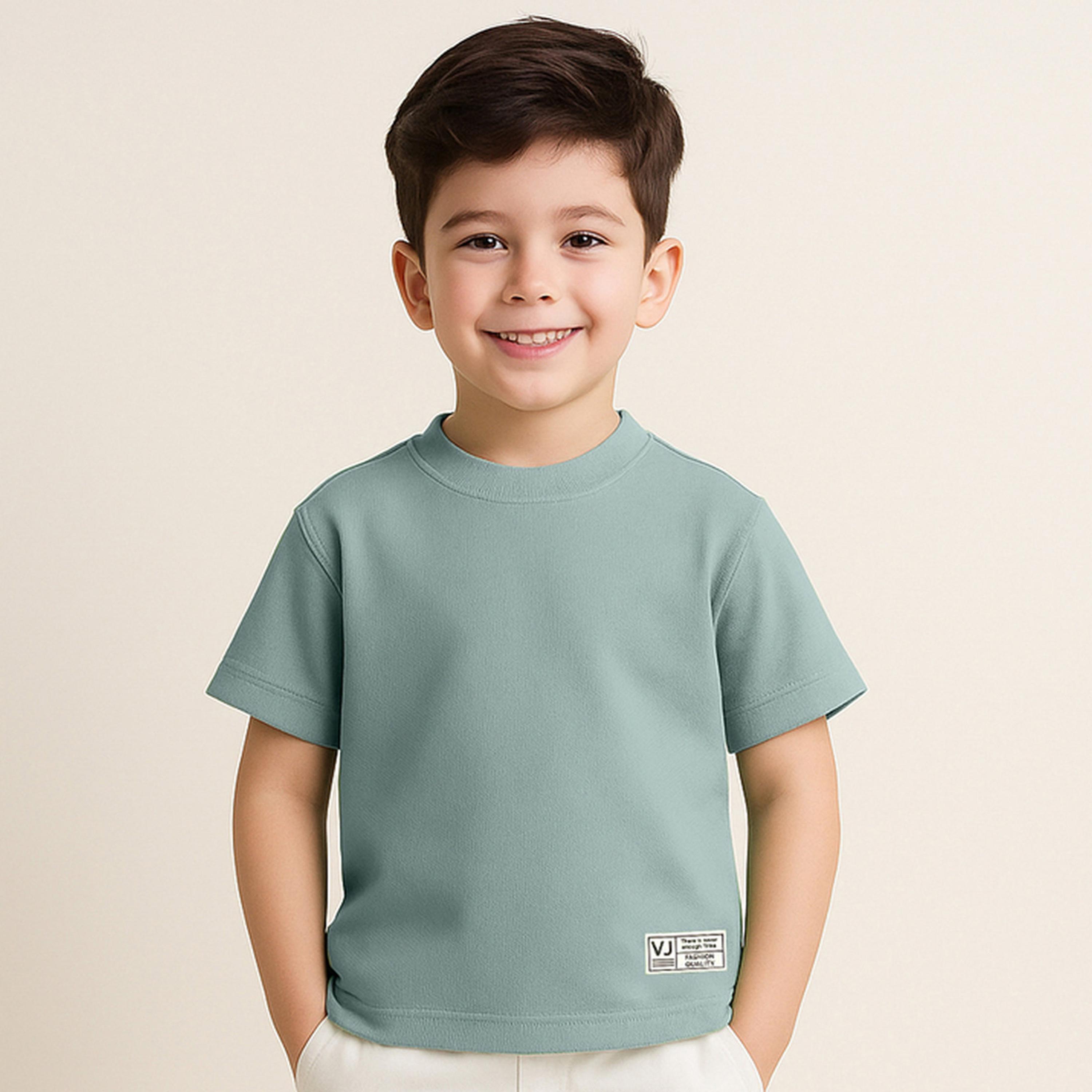 تيشيرت بياقة دائرية محبوك بتفاصيل بارزة الملمس للأولاد-boys-clothing-tshirtsandpolos-image-1