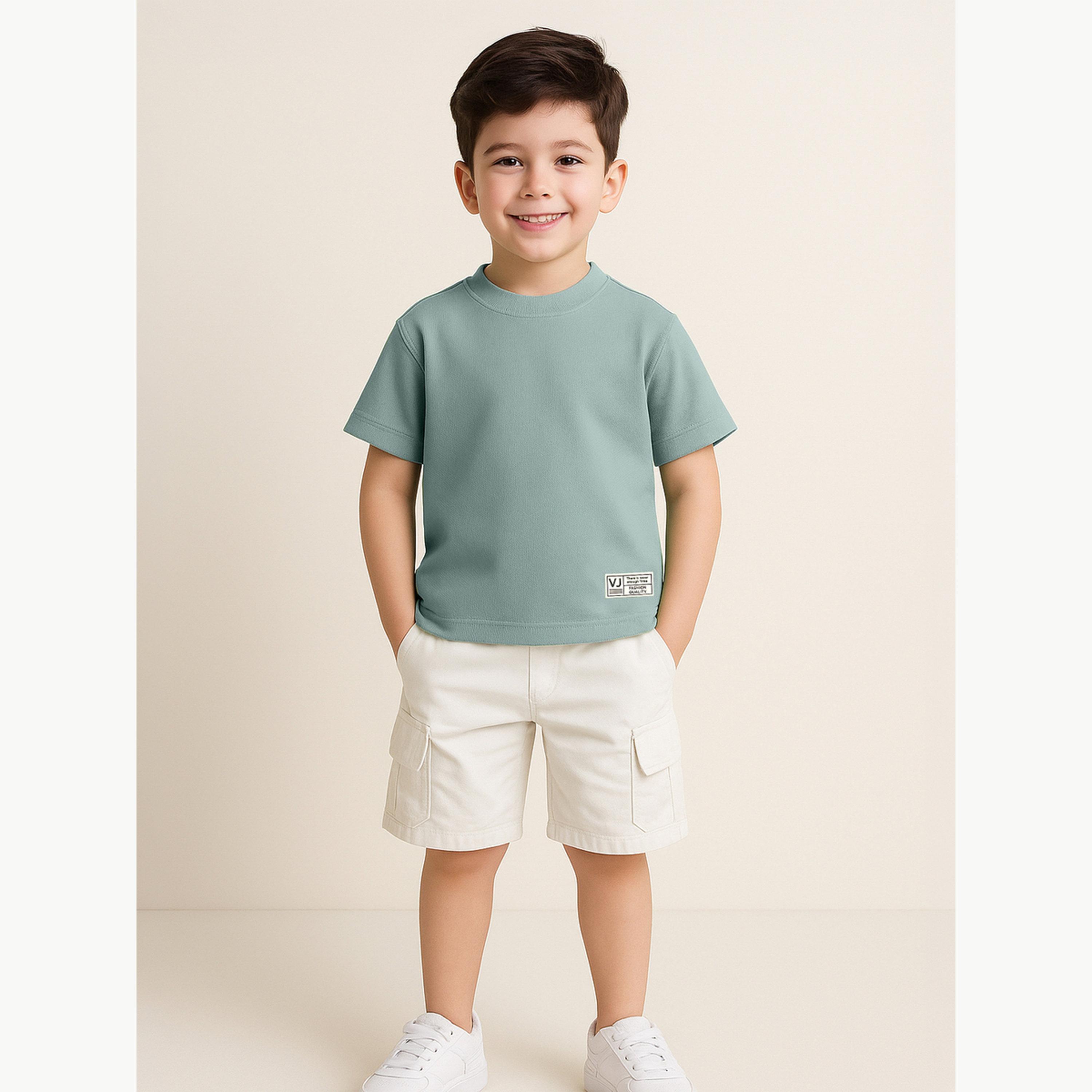 Victor and Jane X Styli Boys Textured Knit Round Neck T-Shirt-boys-clothing-tshirtsandpolos-image-2