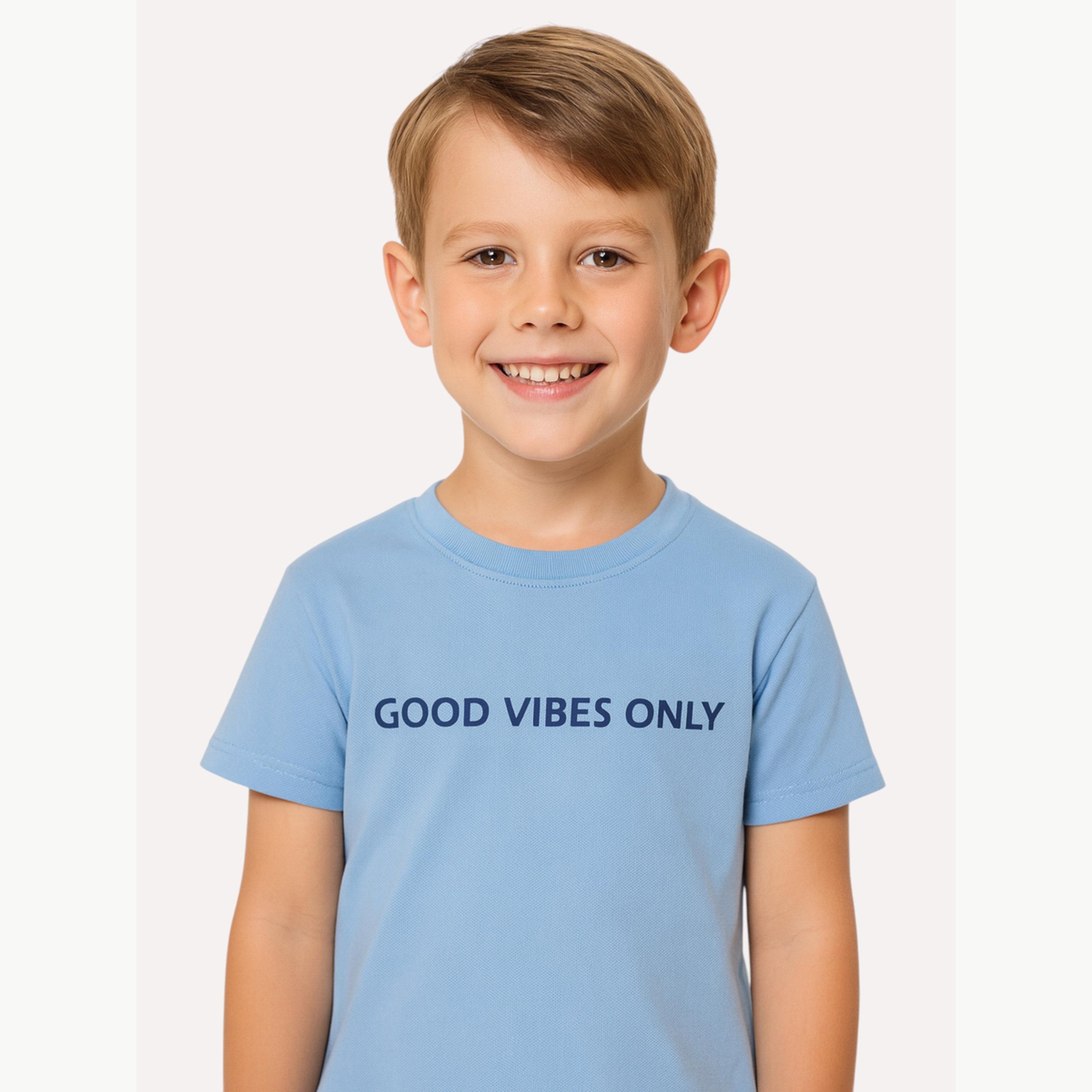 تيشيرت بيكيه بياقة دائرية وطبعة كتابة للأولاد-boys-clothing-tshirtsandpolos-image-3
