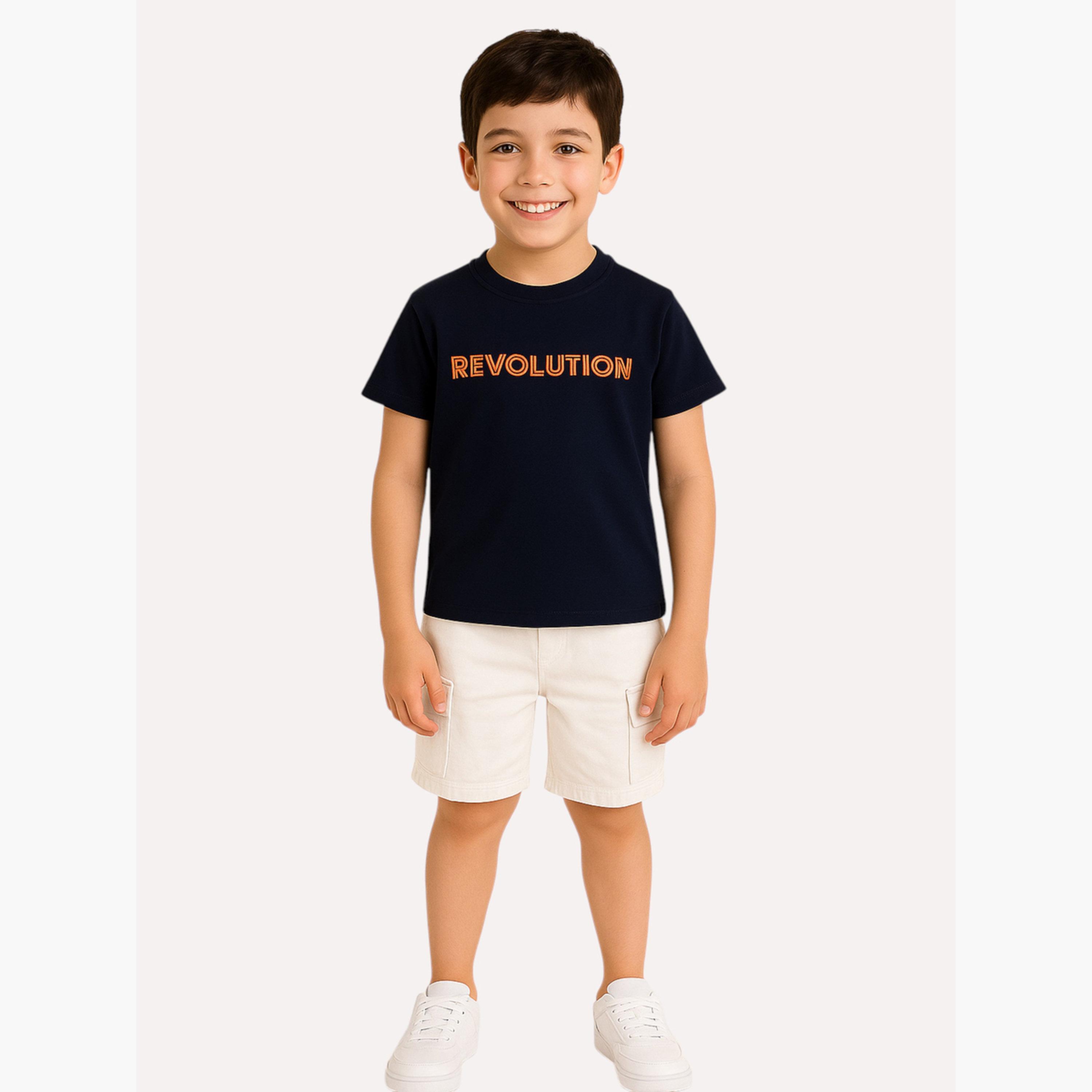 تيشيرت بياقة دائرية وطبعة كتابة للأولاد-baby-boys-clothing-tshirtsandpolos-image-2