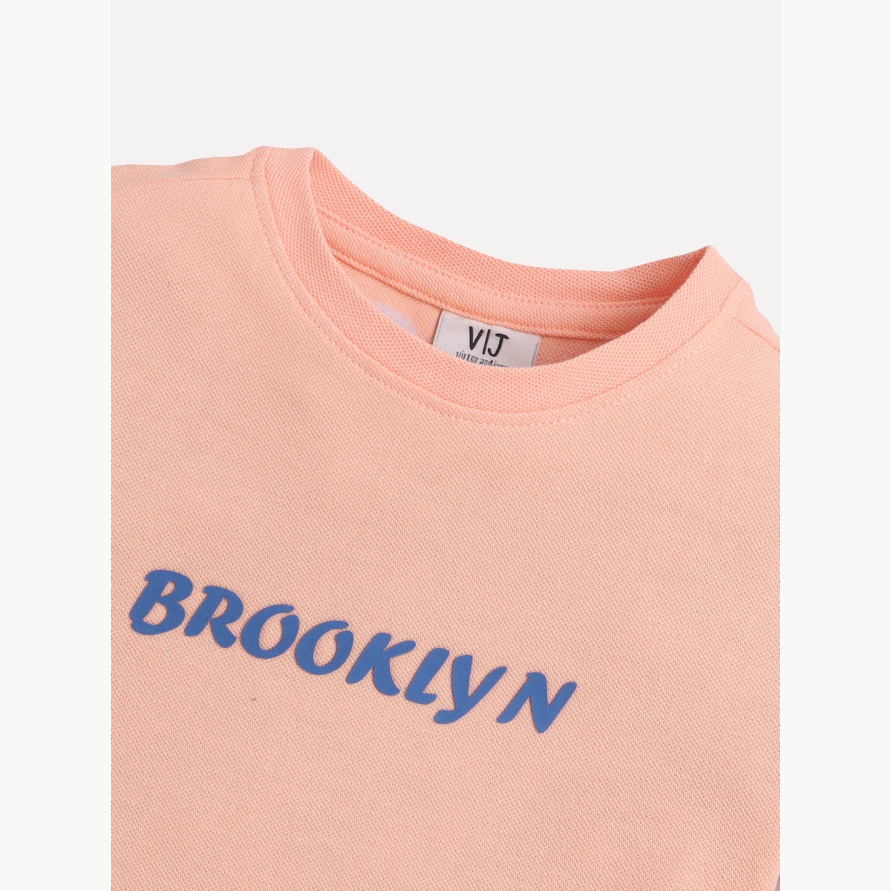 تيشيرت بيكيه بياقة دائرية وطبعة كتابة للأولاد-boys-clothing-tshirtsandpolos-image-6
