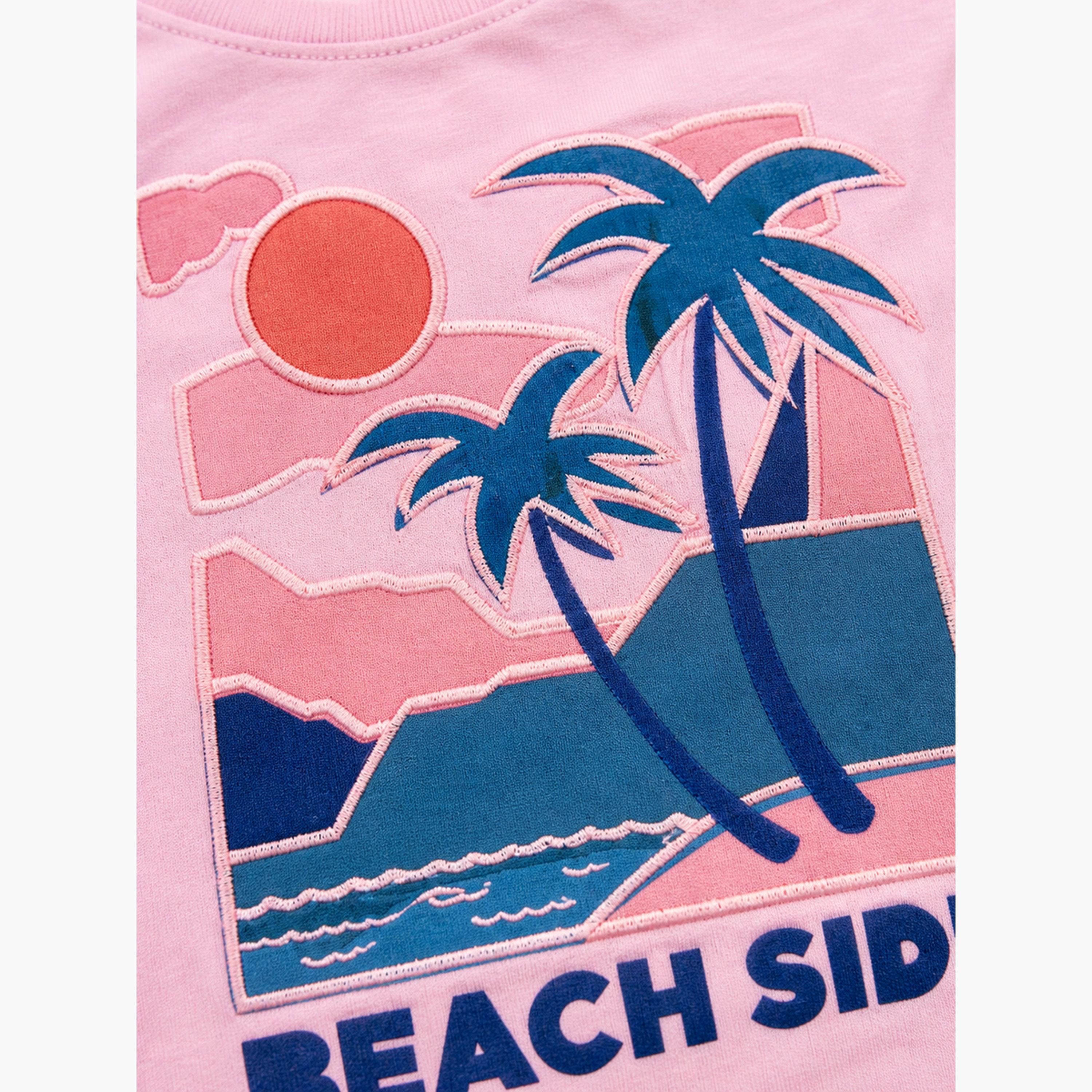تيشيرت بياقة دائرية وطبعة للبنات-girls-clothing-tshirts-image-5