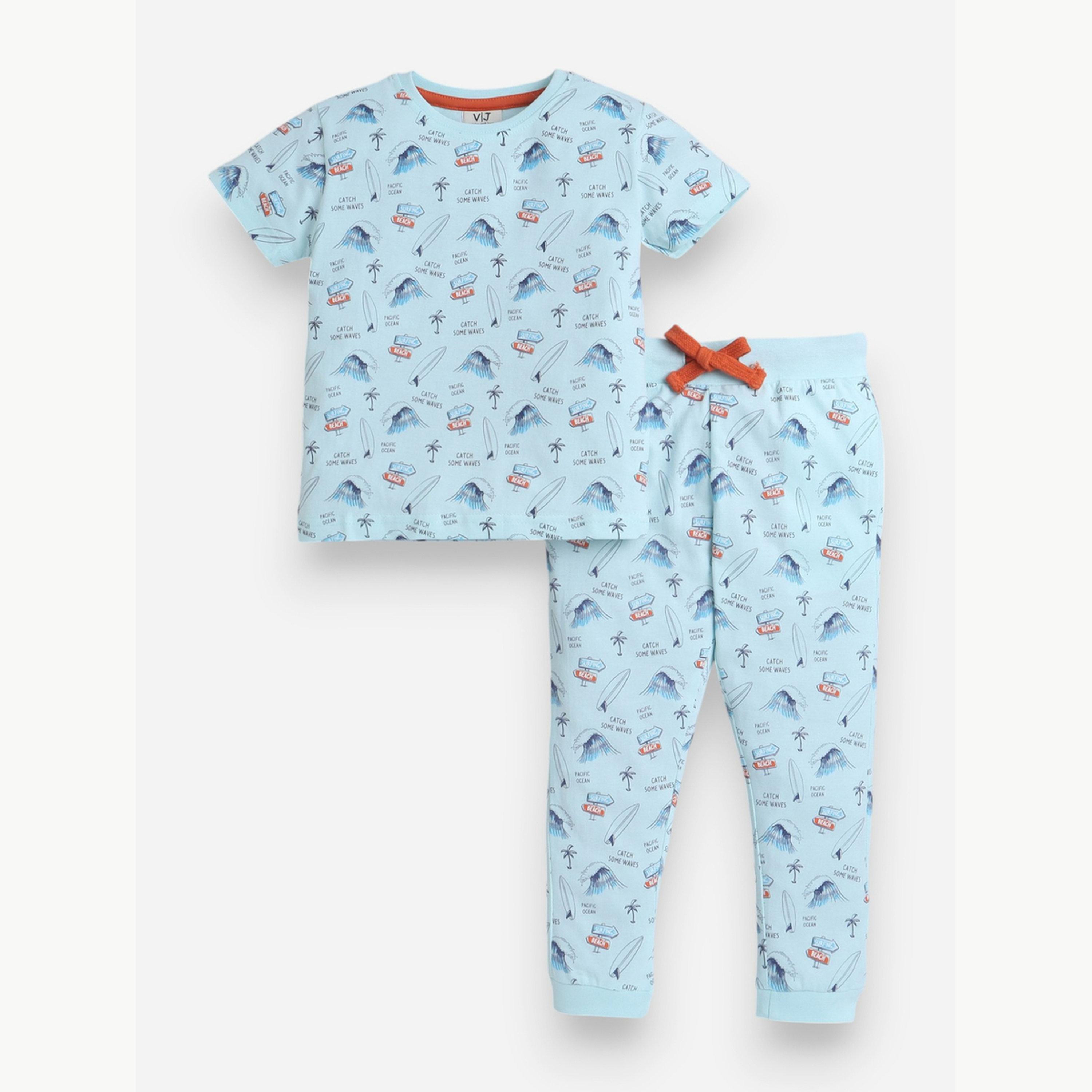 Victor and Jane X Styli Boys All-Over Print T-Shirt and Pyjama Set-boys-clothing-nightwear-image-1
