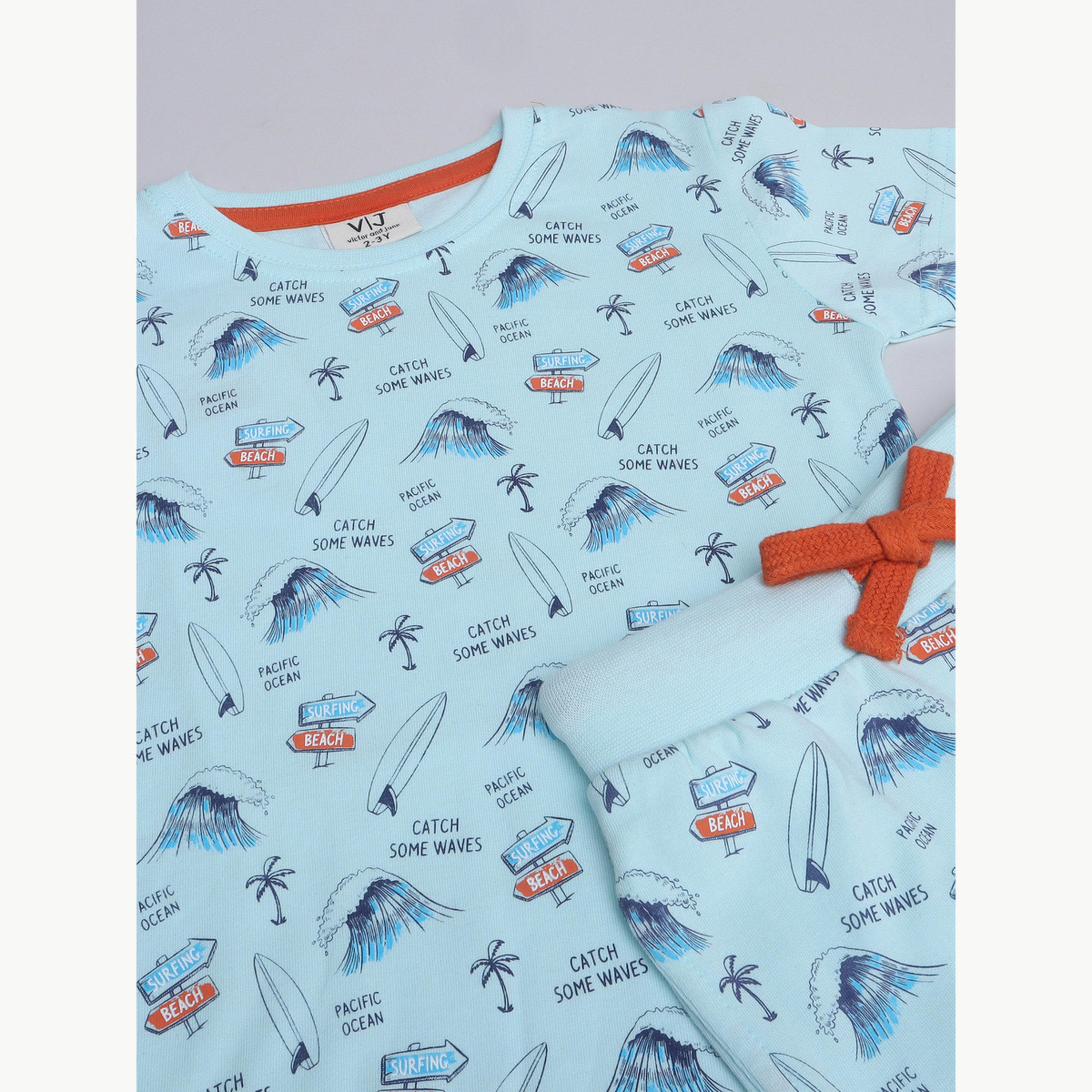 Victor and Jane X Styli Boys All-Over Print T-Shirt and Pyjama Set-boys-clothing-nightwear-image-2