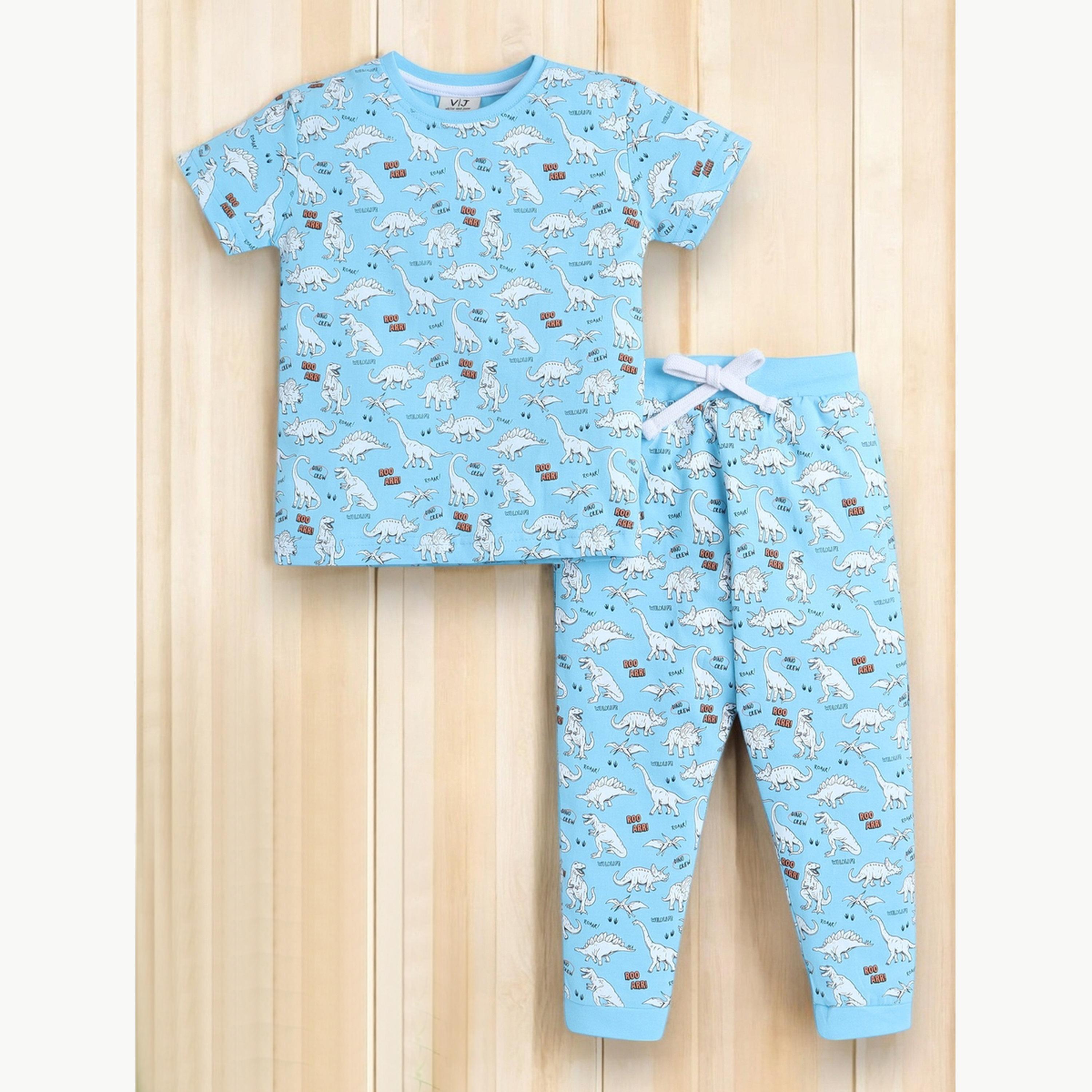 طقم بيجاما من بنطال وتيشيرت مطبع بالكامل-boys-clothing-nightwear-image-6