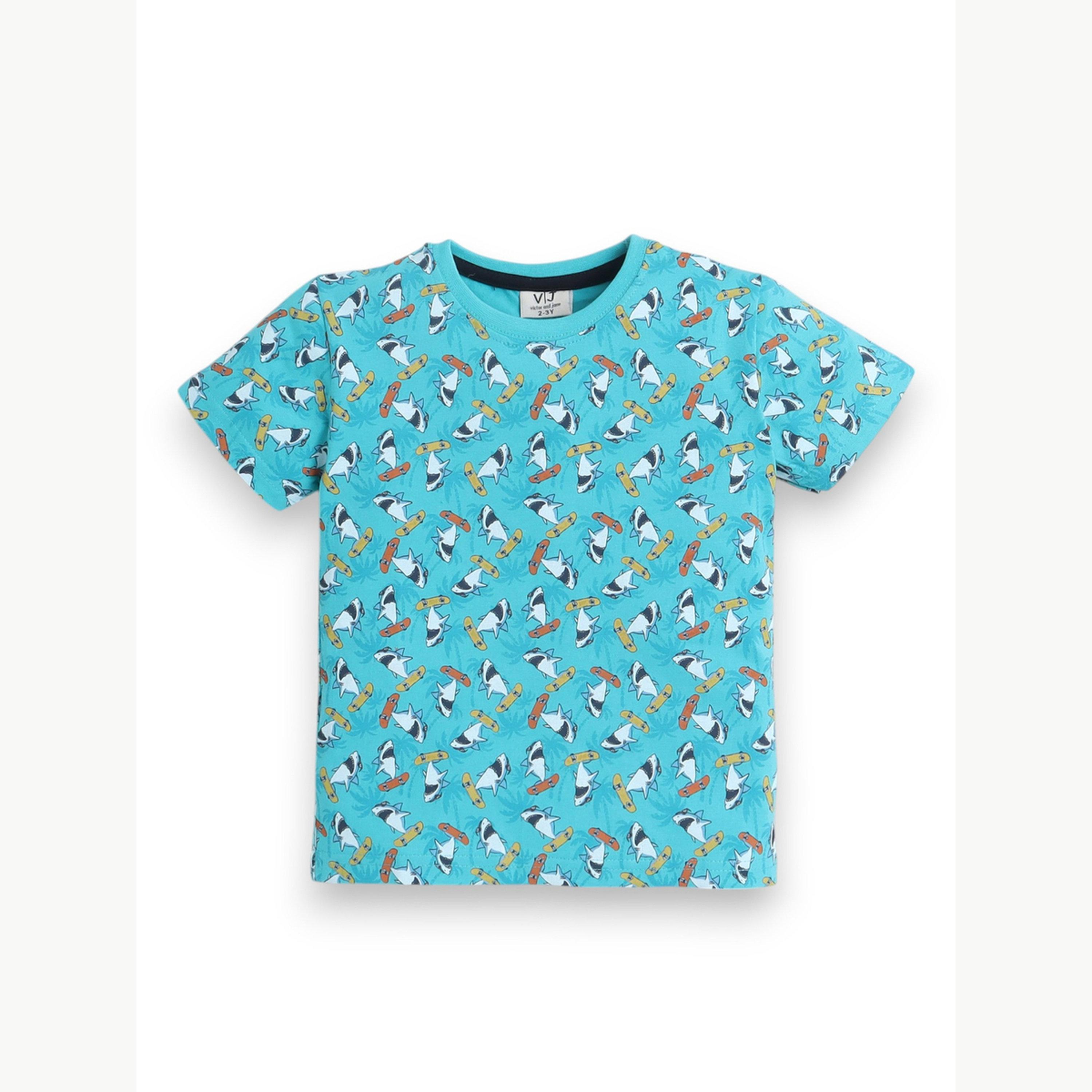Victor and Jane X Styli Boys All-Over Print T-Shirt and Shorts Set-boys-clothing-nightwear-image-3
