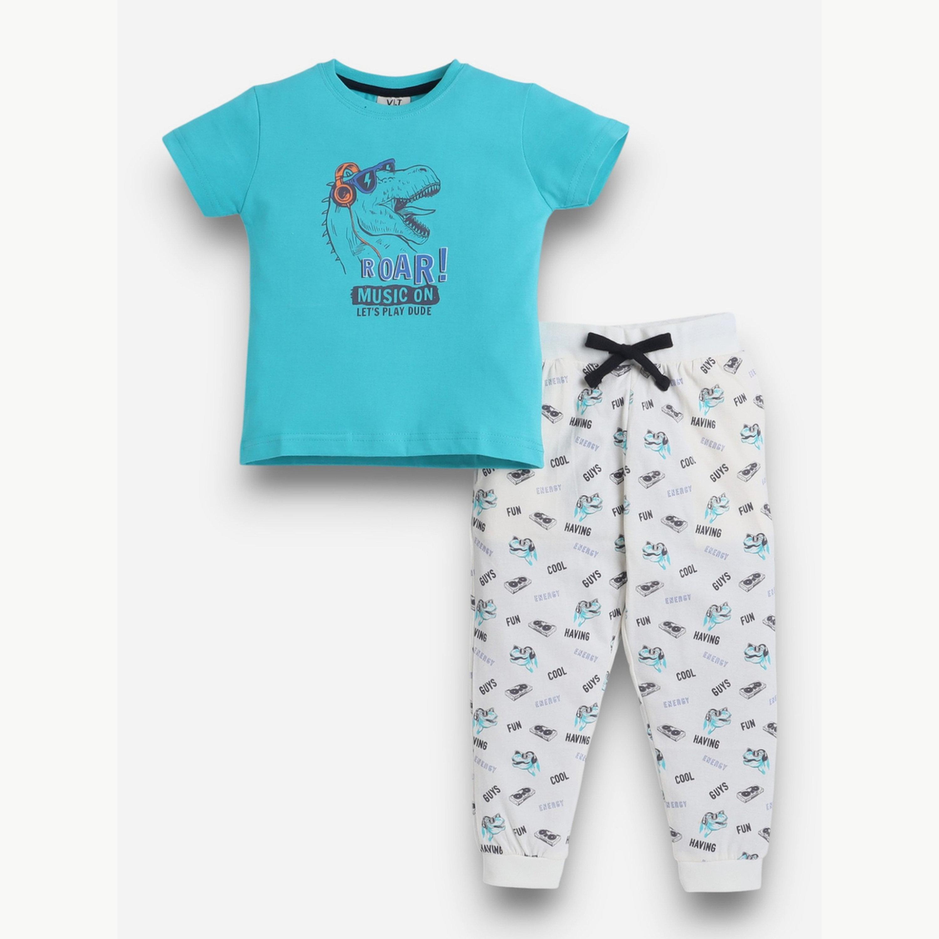 طقم بيجاما من تيشيرت وبنطال مطبع بالكامل-boys-clothing-nightwear-image-1