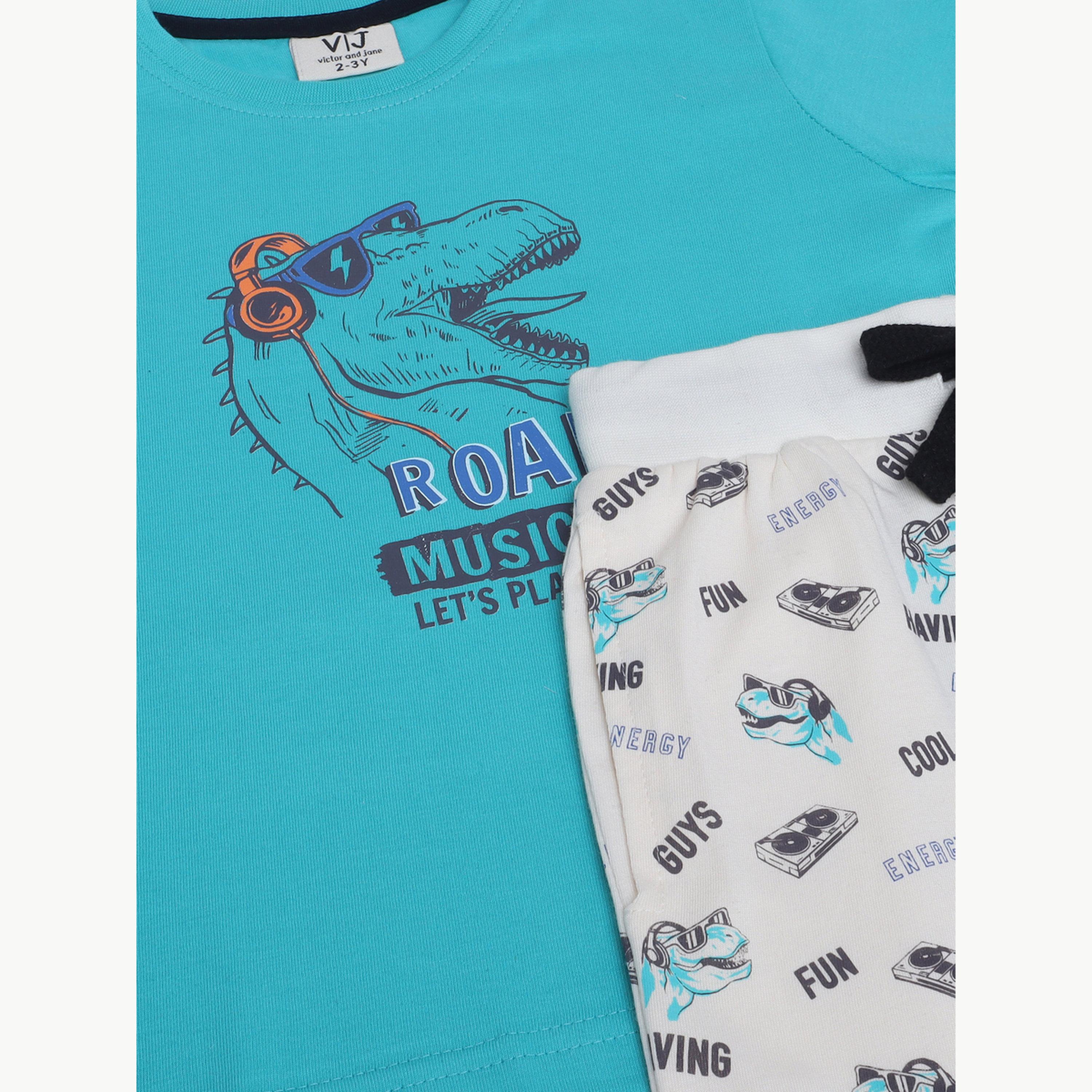 طقم بيجاما من تيشيرت وبنطال مطبع بالكامل-boys-clothing-nightwear-image-4