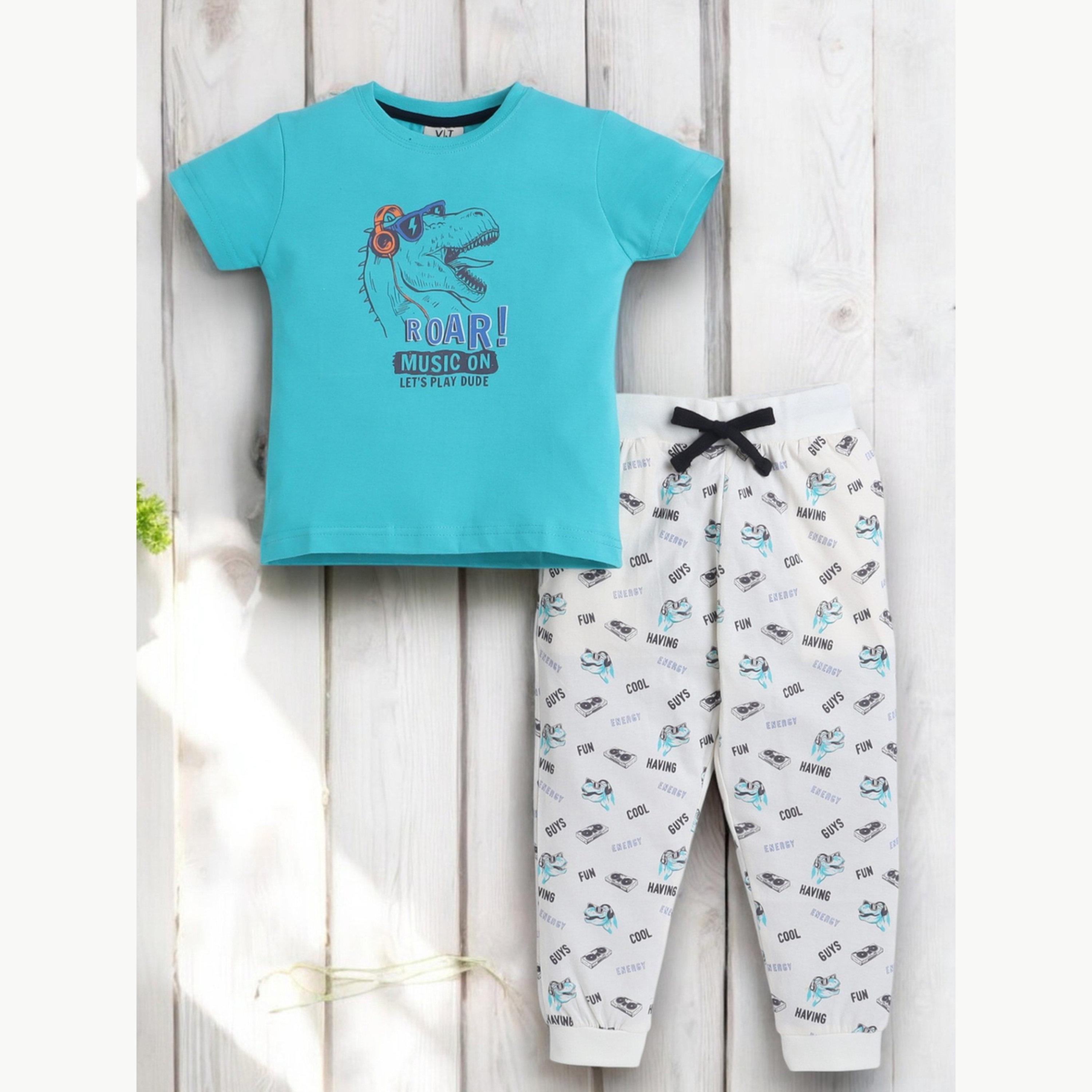 طقم بيجاما من تيشيرت وبنطال مطبع بالكامل-boys-clothing-nightwear-image-5
