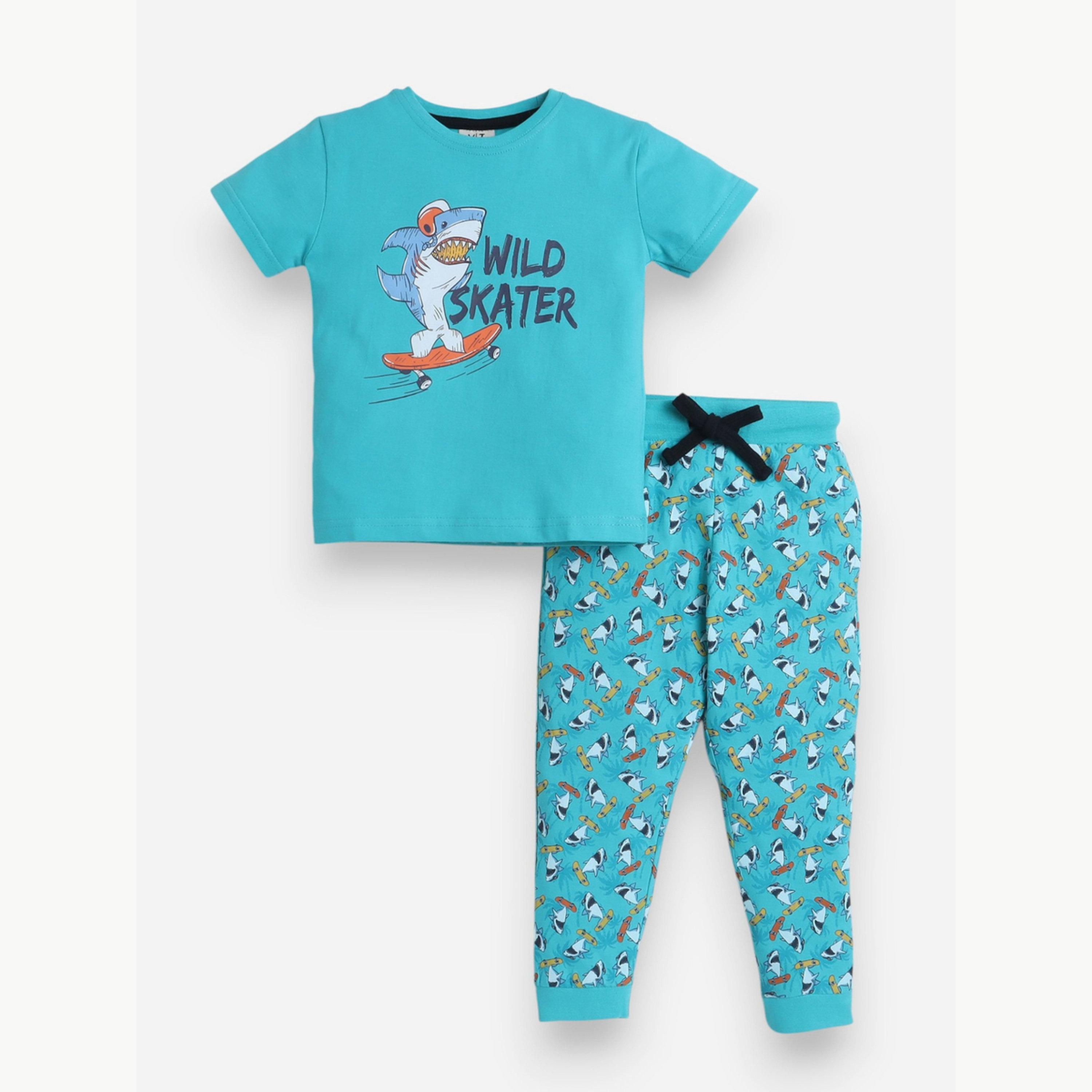 Victor and Jane X Styli Boys Cotton T-Shirt and All-Over Printed Pyjama Set-boys-clothing-nightwear-image-1