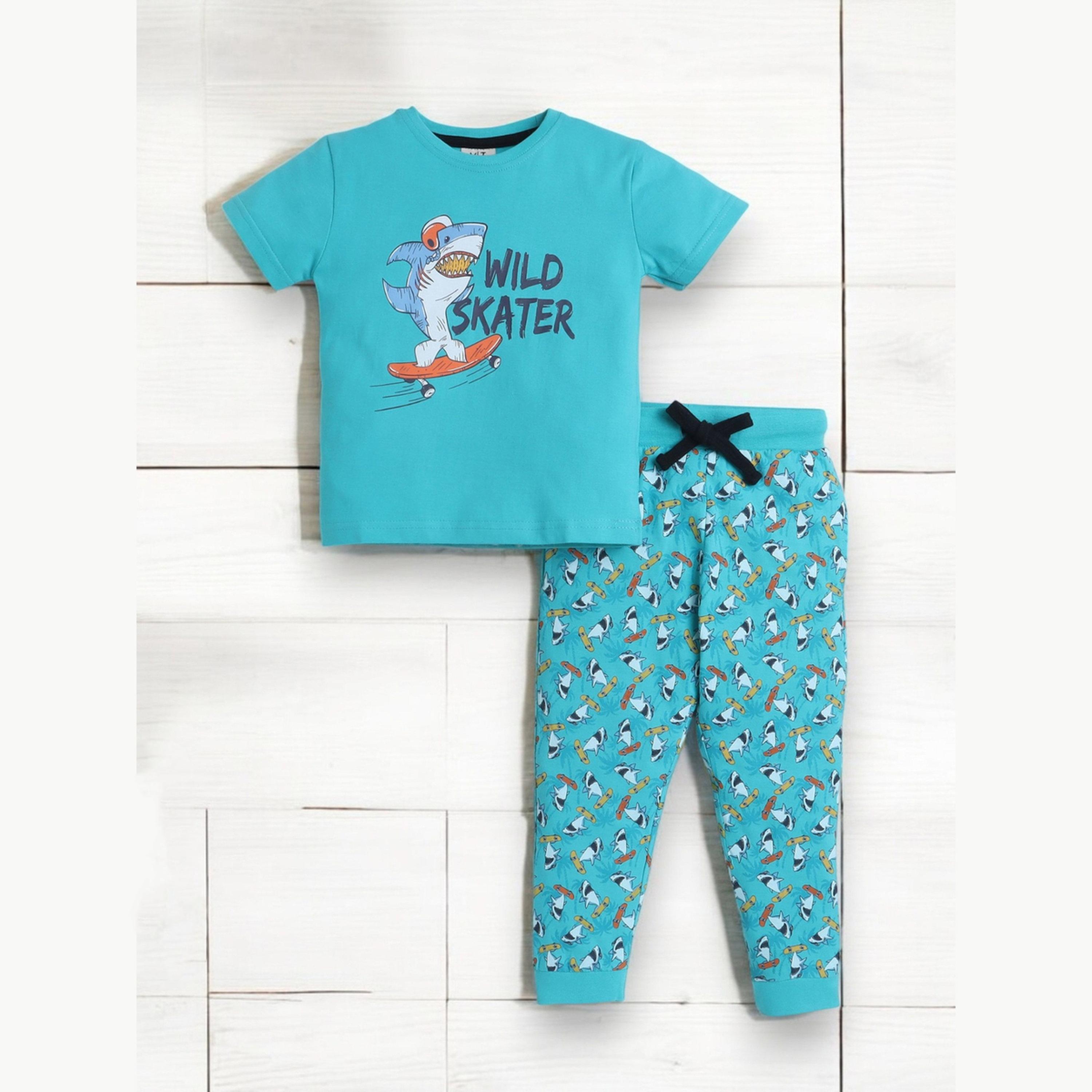 Victor and Jane X Styli Boys Cotton T-Shirt and All-Over Printed Pyjama Set-boys-clothing-nightwear-image-5