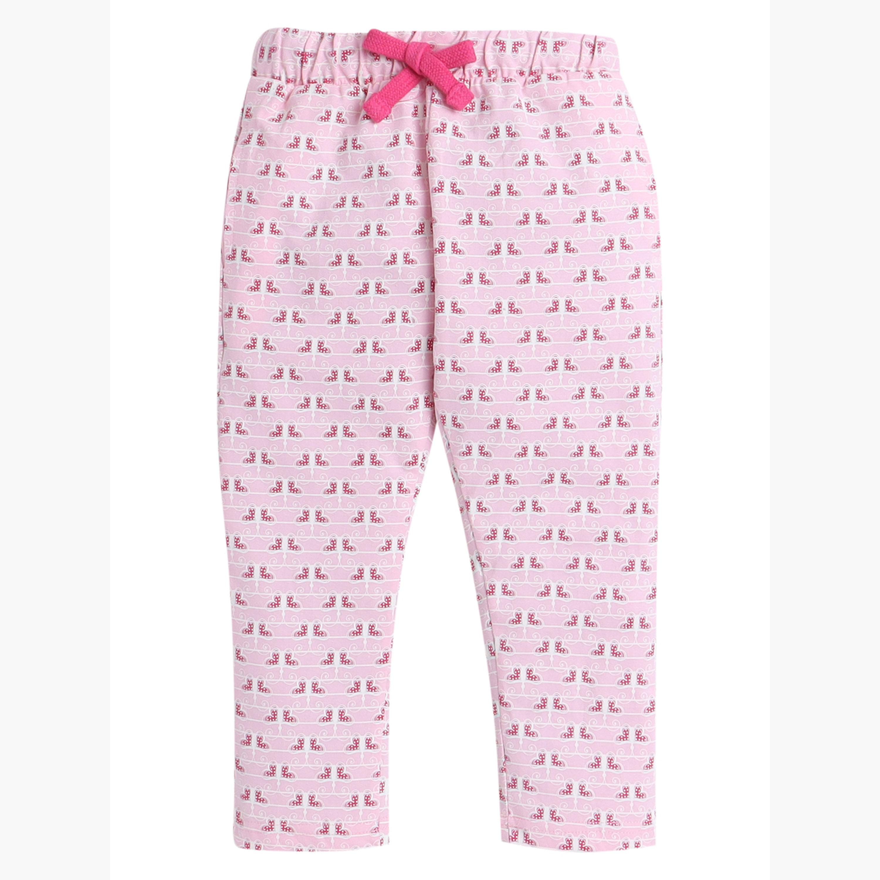 طقم بيجاما من بنطال وتيشيرت بطبعة فراشة-girls-clothing-nightwear-image-3
