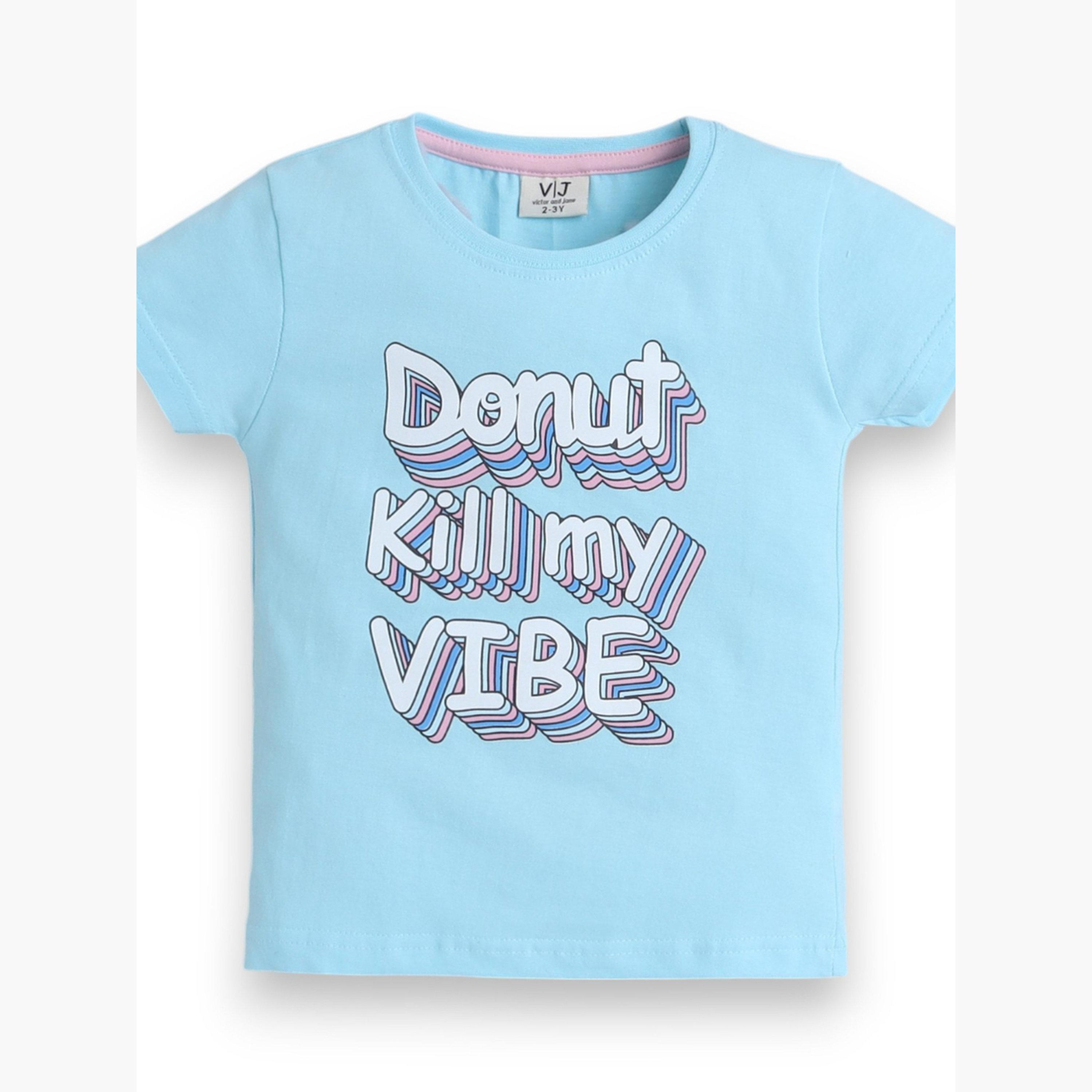 طقم بيجاما من بنطال وتيشيرت بطبعة كتابة-girls-clothing-nightwear-image-3