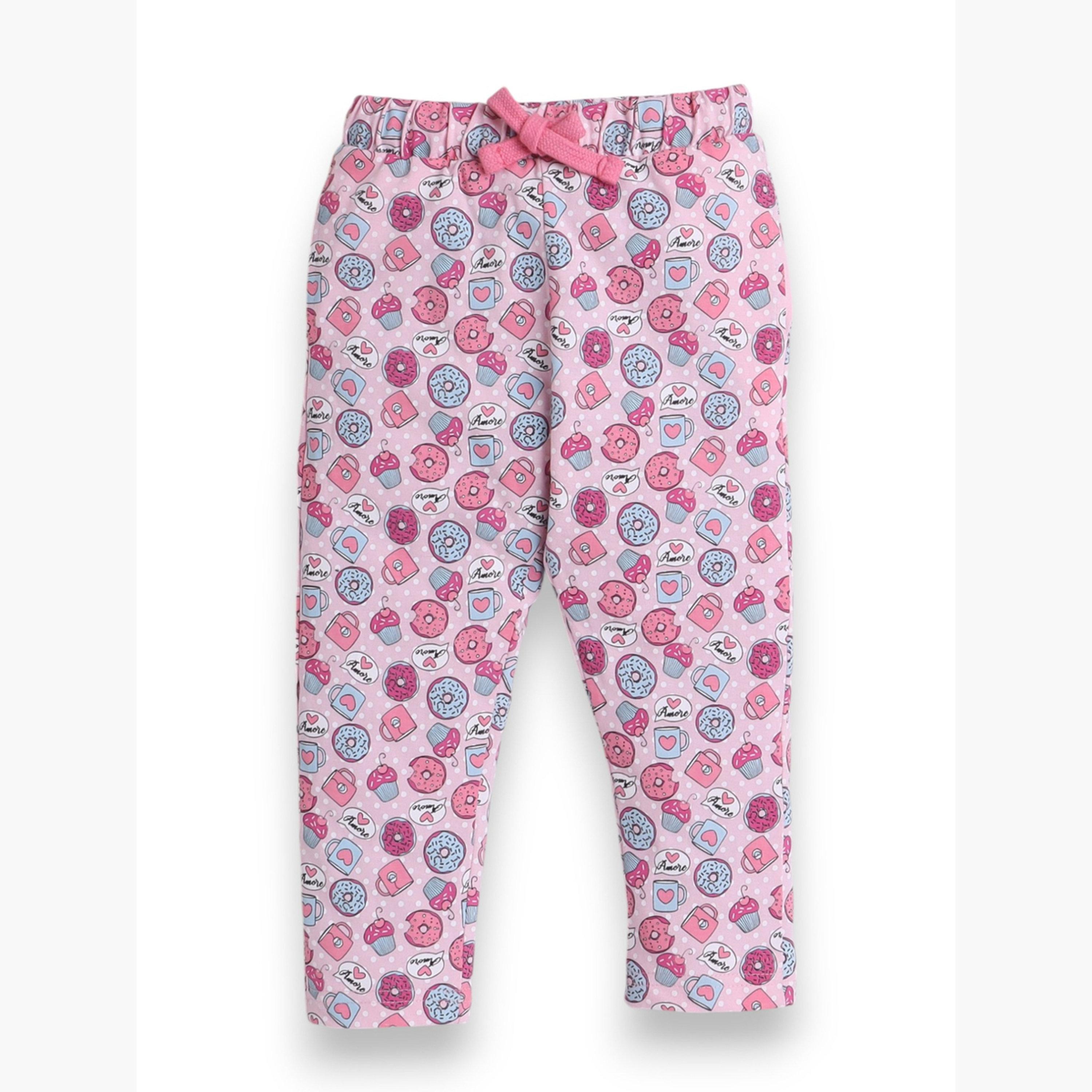 طقم بيجاما من بنطال وتيشيرت بطبعة كتابة-girls-clothing-nightwear-image-4