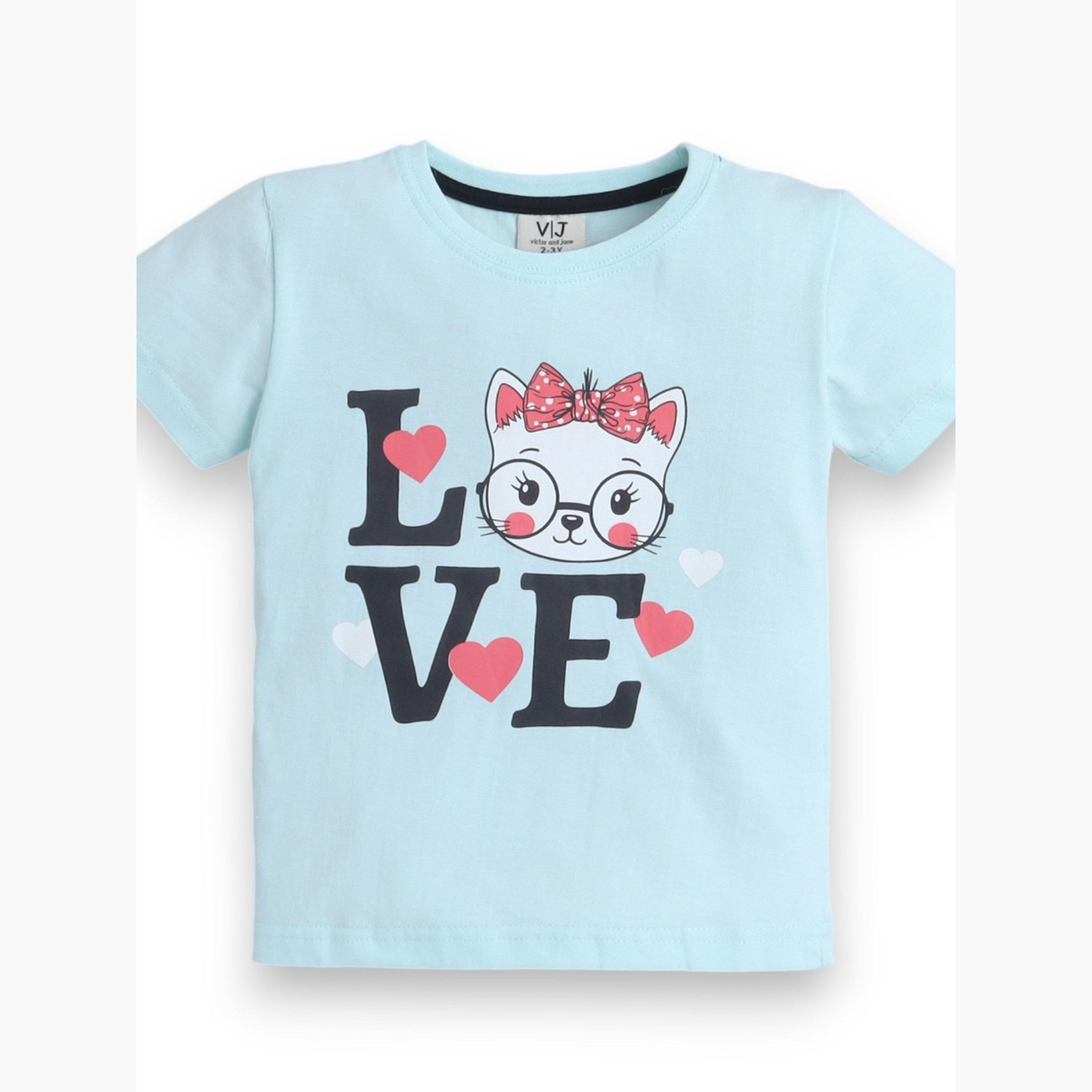 مجموعة من شورت وتيشيرت بطبعة-girls-clothing-nightwear-image-3