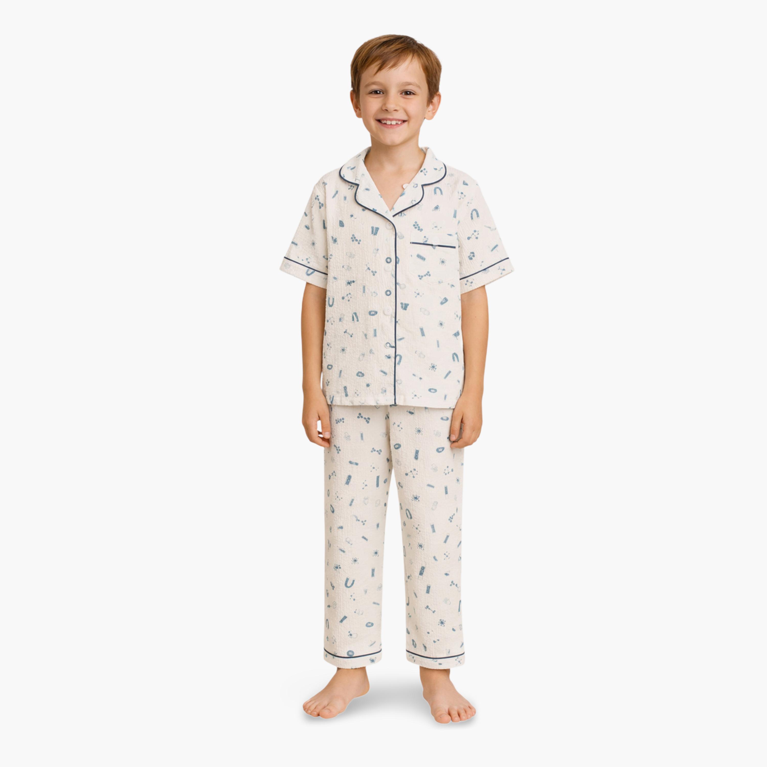 طقم بيجاما من بنطال وقميص قطن-boys-clothing-nightwear-image-1