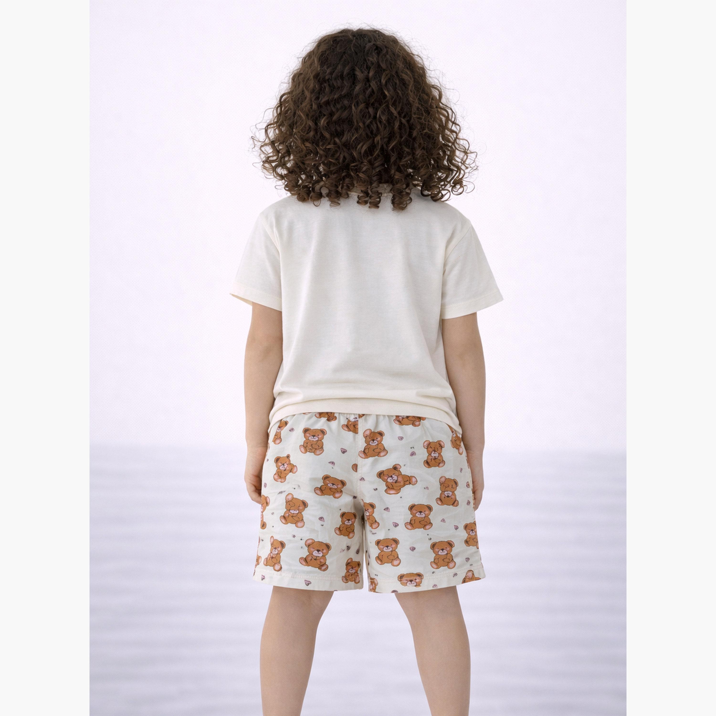Victor and Jane X Styli Girls Teddy Graphic T-Shirt and Shorts Set-girls-clothing-nightwear-image-4