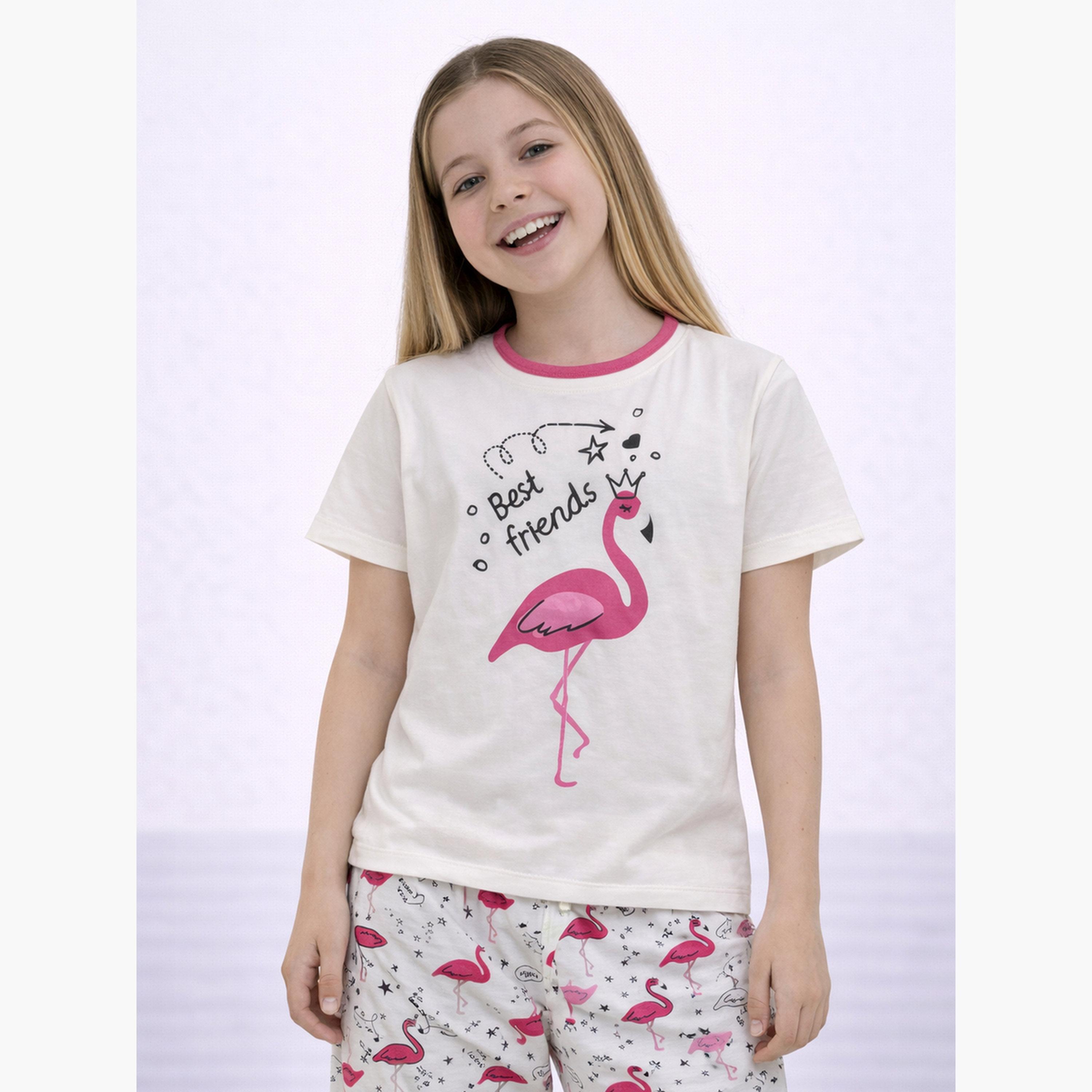 طقم بيجاما من بنطال وتيشيرت بطبعة-girls-clothing-nightwear-image-3