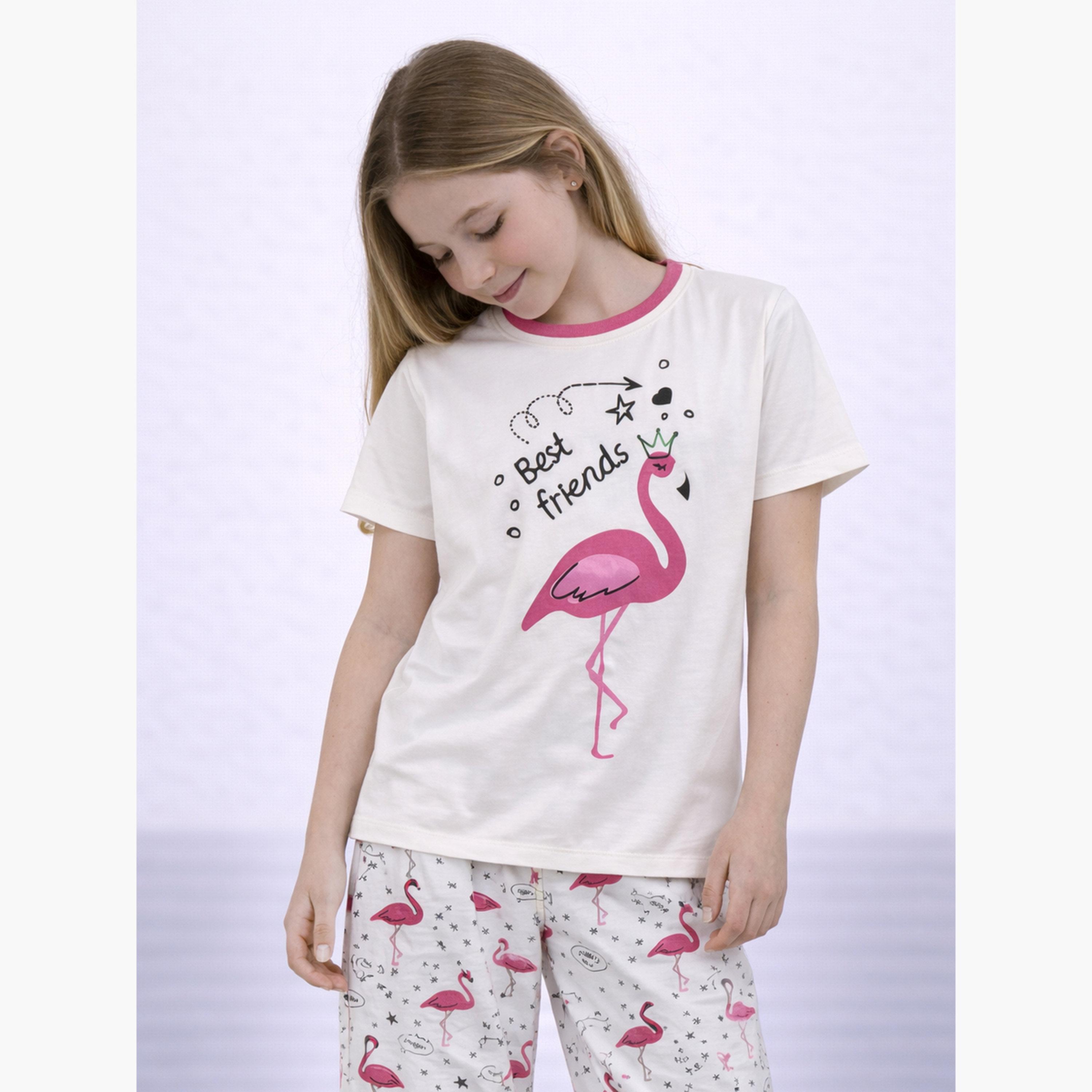 طقم بيجاما من بنطال وتيشيرت بطبعة-girls-clothing-nightwear-image-5