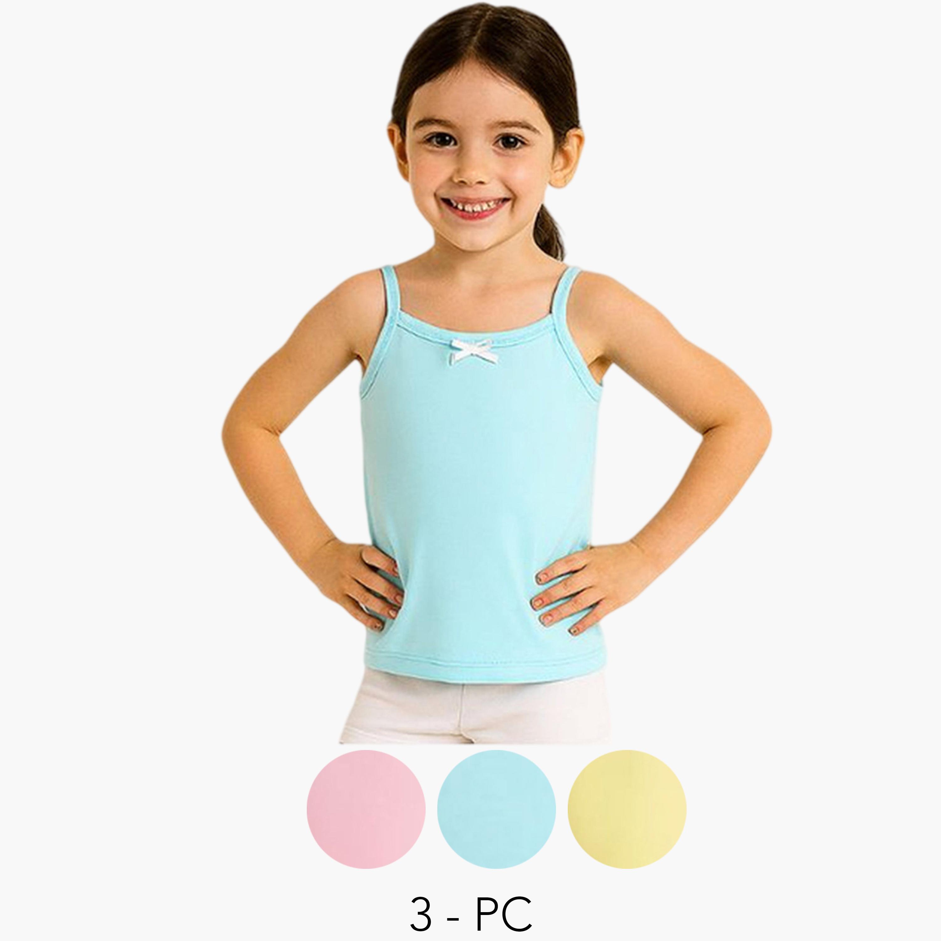 مجموعة من 3 قطع كاميسول قطن للبنات-girls-clothing-innerwear-image-1