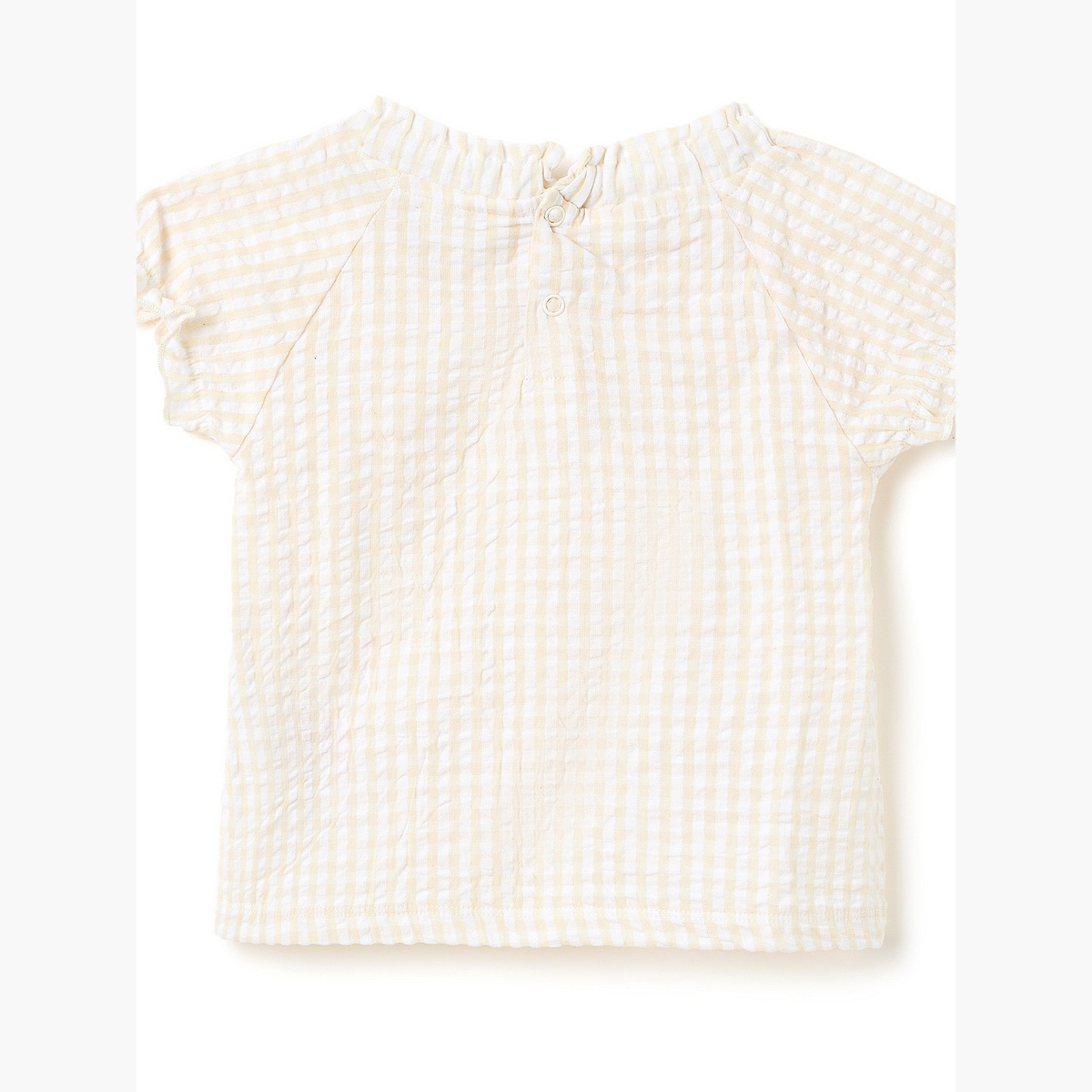 مجموعة من شورت وبلوزة بتفاصيل كشكش كاروهات-girls-clothing-setsandcoords-image-6
