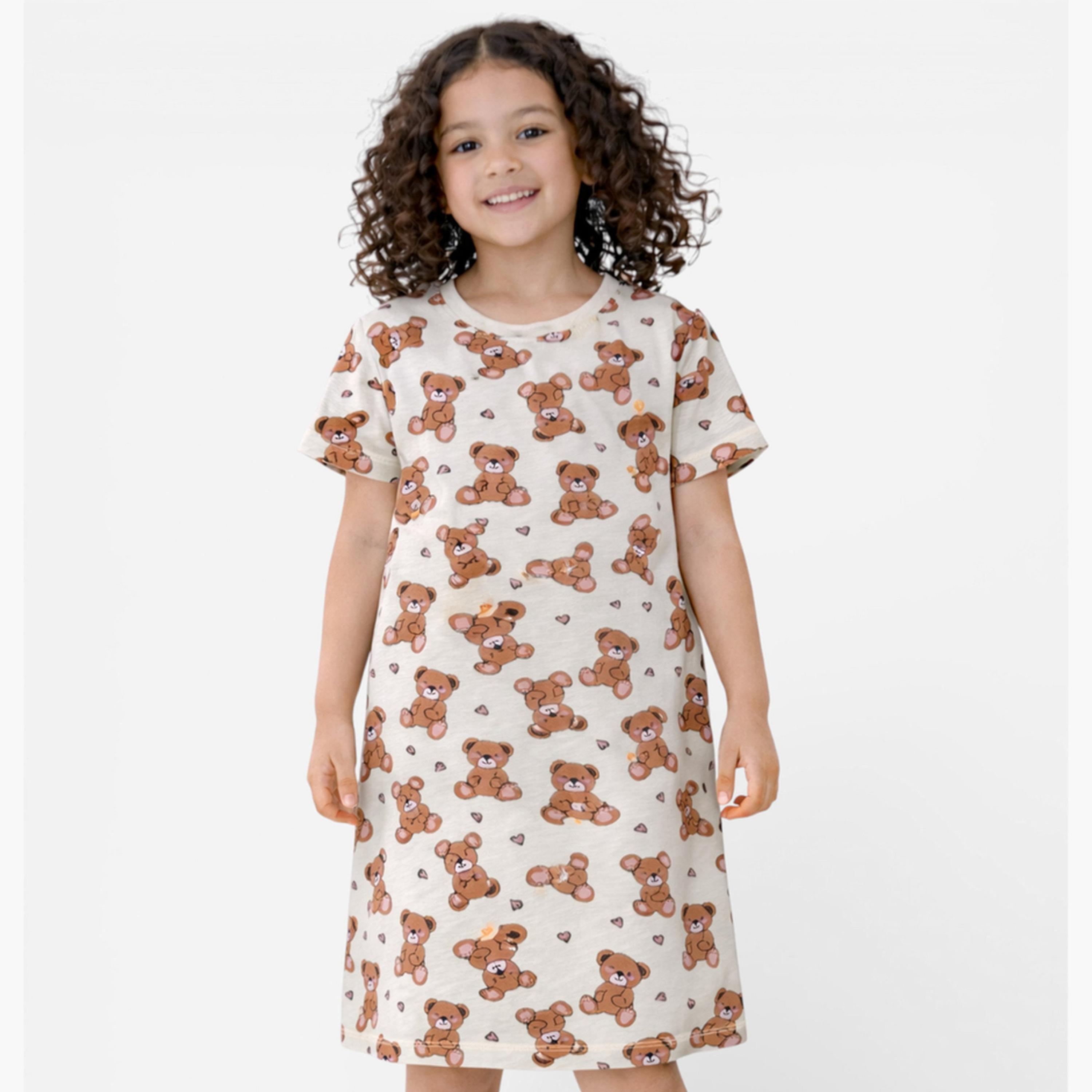 قميص نوم تيشيرت بطبعة للبنات-girls-clothing-nightwear-image-1