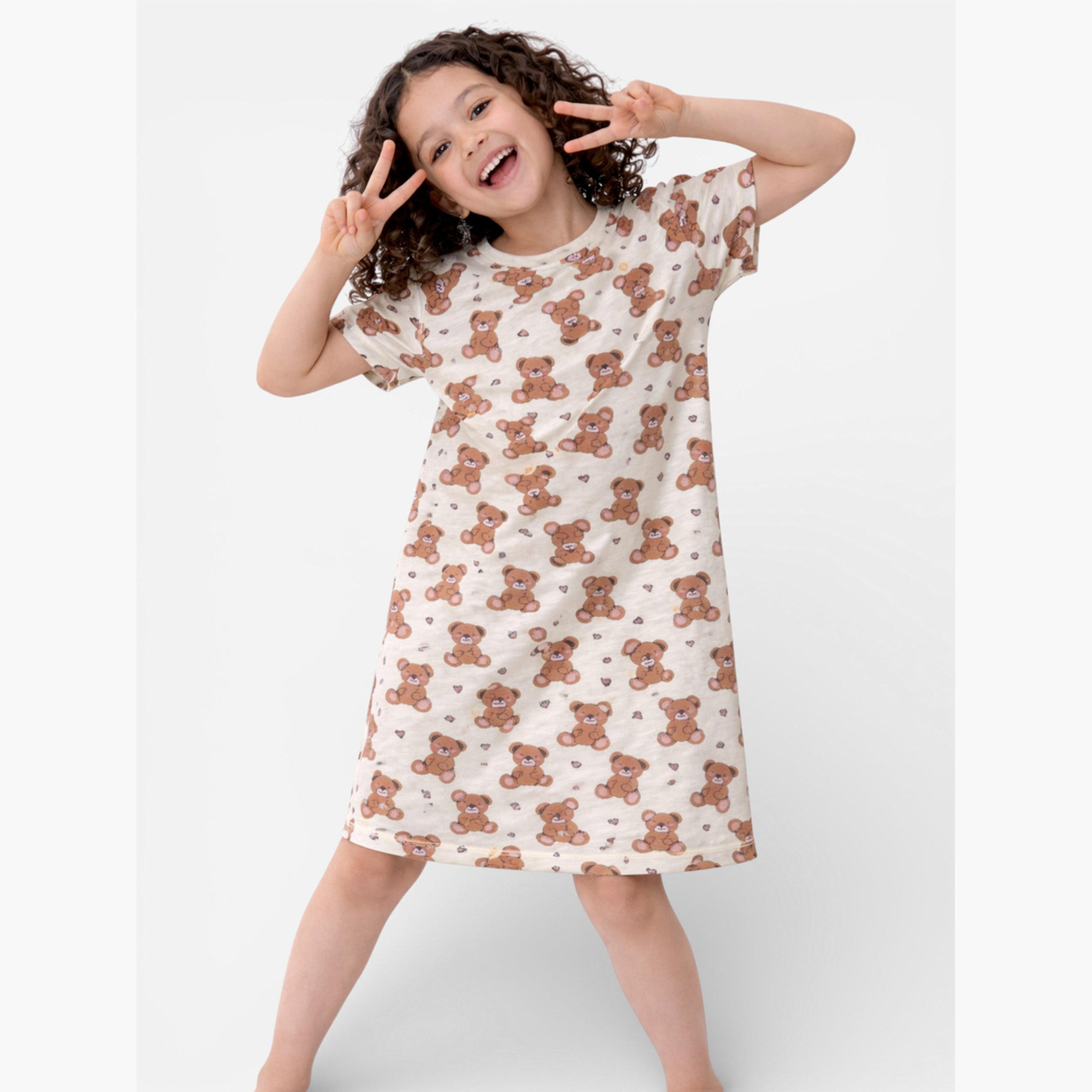 قميص نوم تيشيرت بطبعة للبنات-girls-clothing-nightwear-image-2