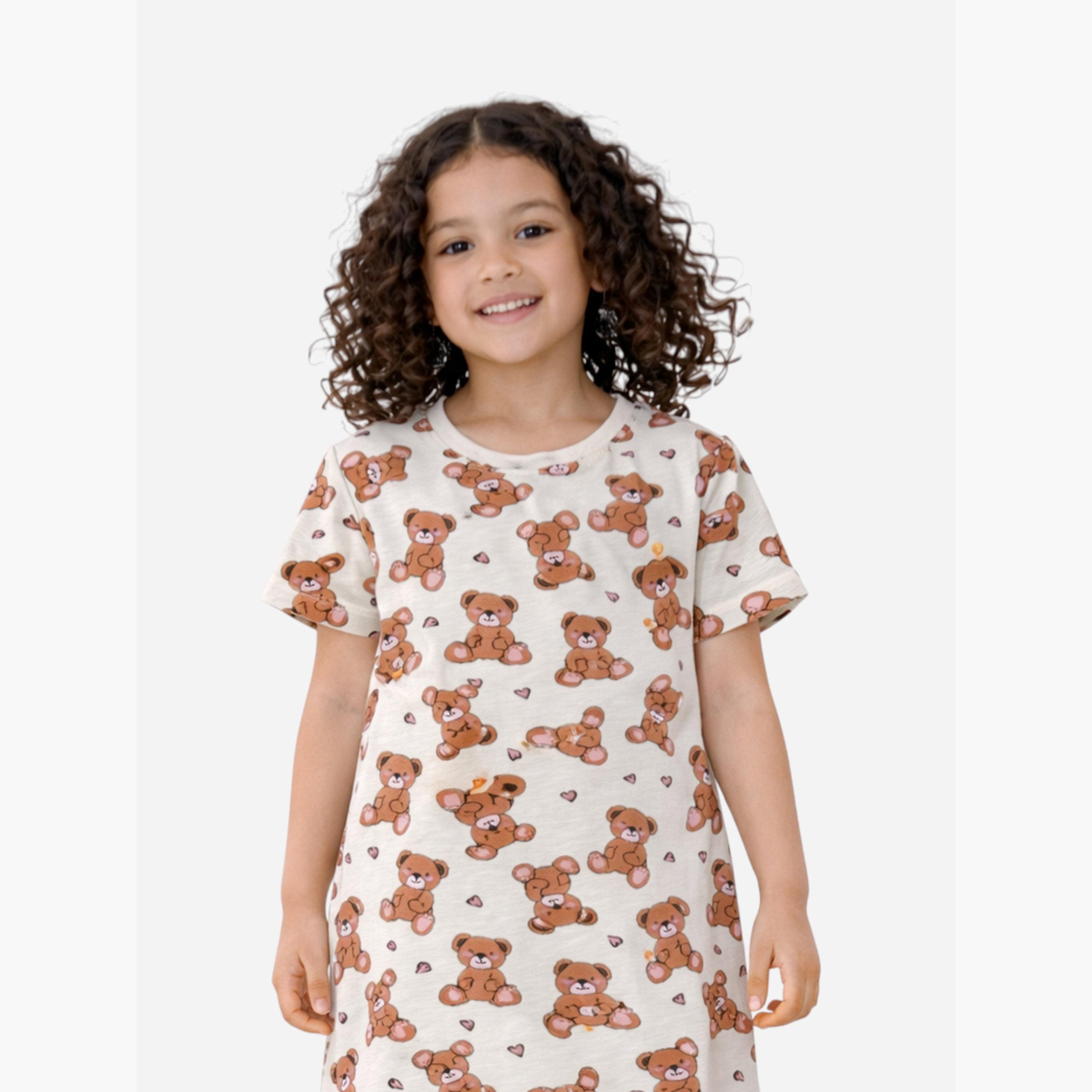 قميص نوم تيشيرت بطبعة للبنات-girls-clothing-nightwear-image-4