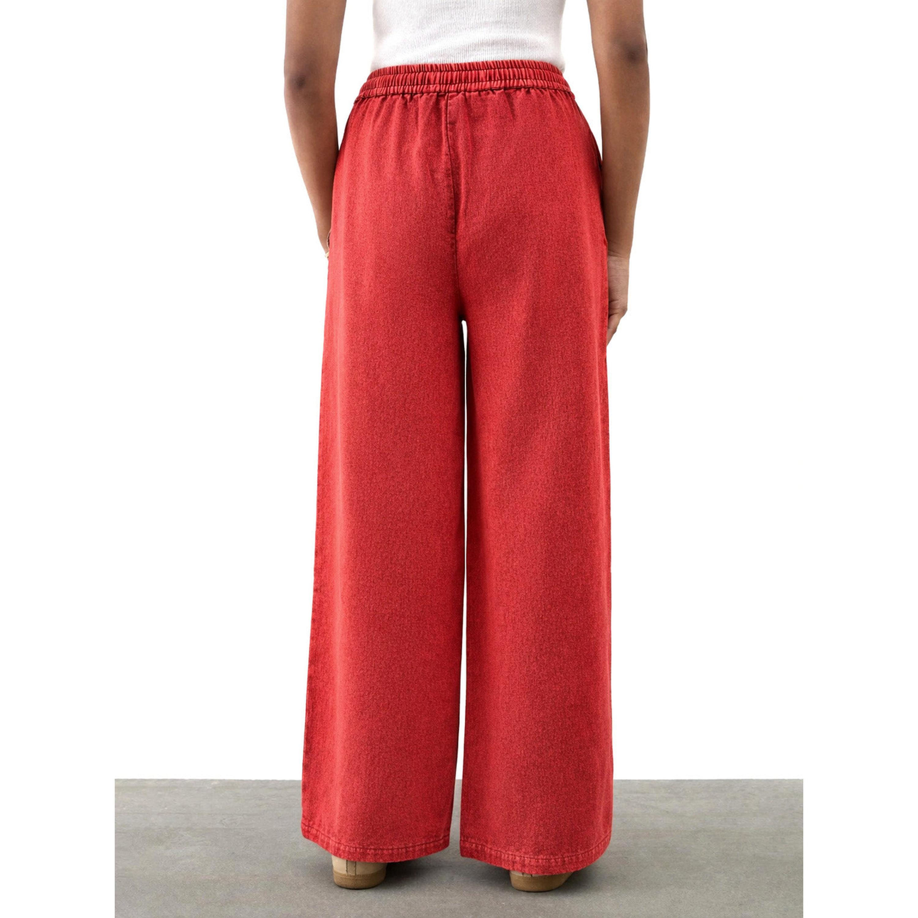 Noh-Voh X Styli Girls Red Wide Leg Drawstring Trousers-girls-clothing-bottoms-trousers-image-5