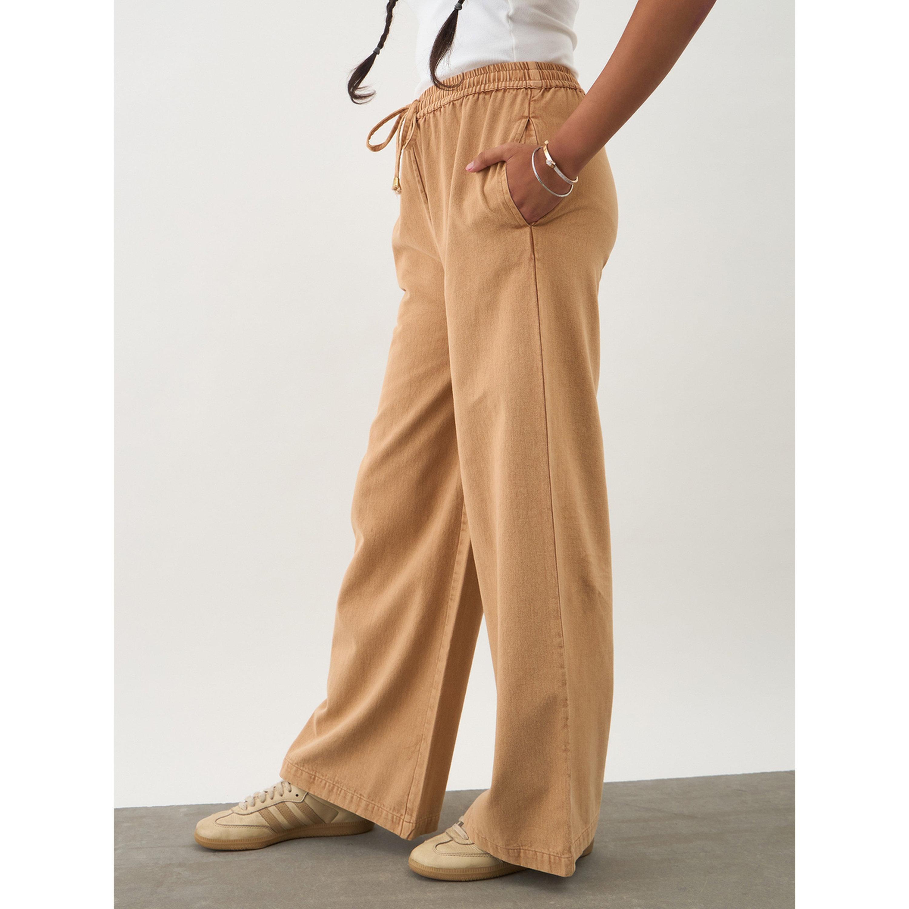 Noh-Voh X Styli Girls Beige Wide Leg Drawstring Trousers-girls-clothing-bottoms-trousers-image-3