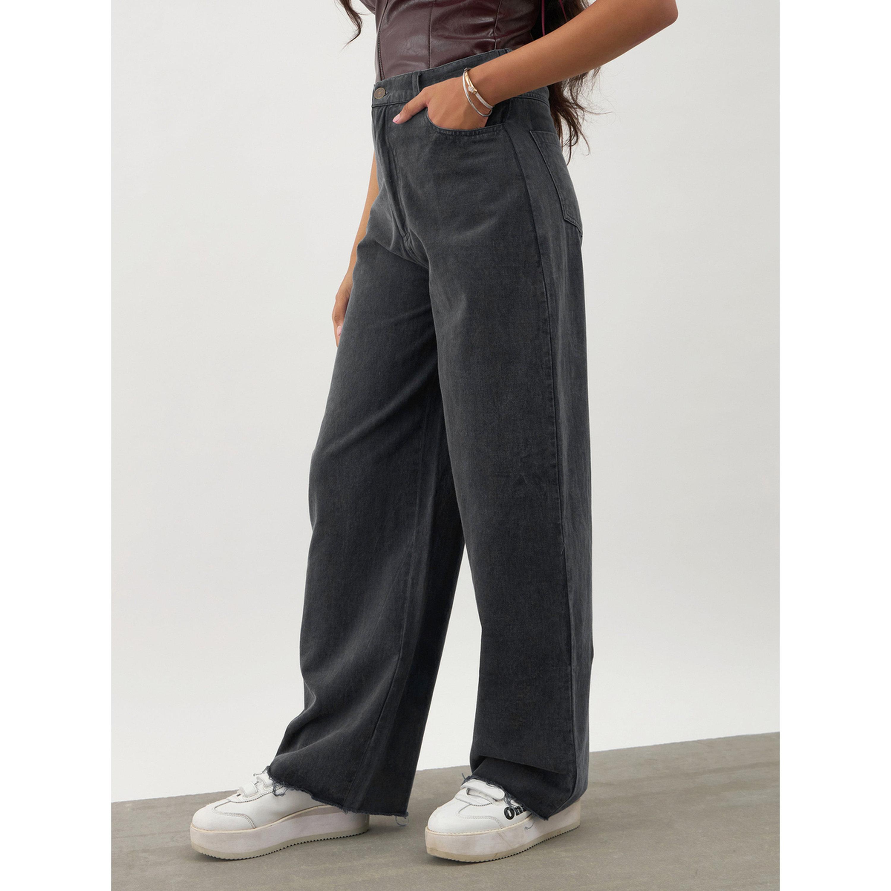 جينز بفتحة أرجل واسعة ومغسول للبنات باللون الأسود-girls-clothing-bottoms-jeansandjeggings-image-3