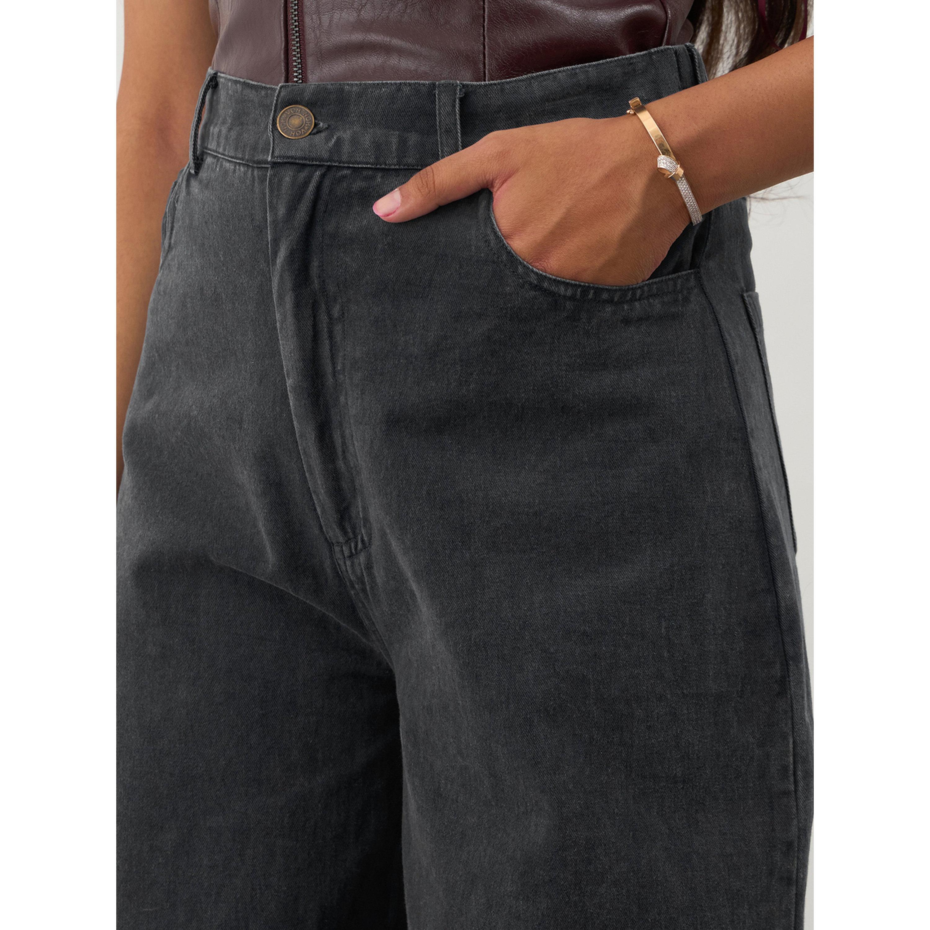 جينز بفتحة أرجل واسعة ومغسول للبنات باللون الأسود-girls-clothing-bottoms-jeansandjeggings-image-4