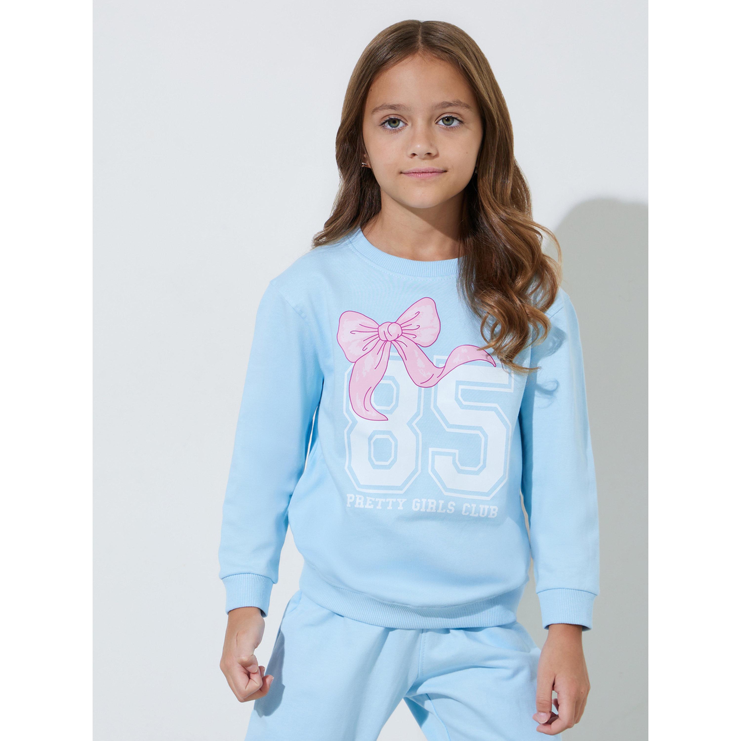 طقم من جوغر بحافة مطوية وسويت شيرت بأكمام طويلة وطبعة جرافيك باللون الأزرق للبنات-girls-clothing-setsandcoords-image-2
