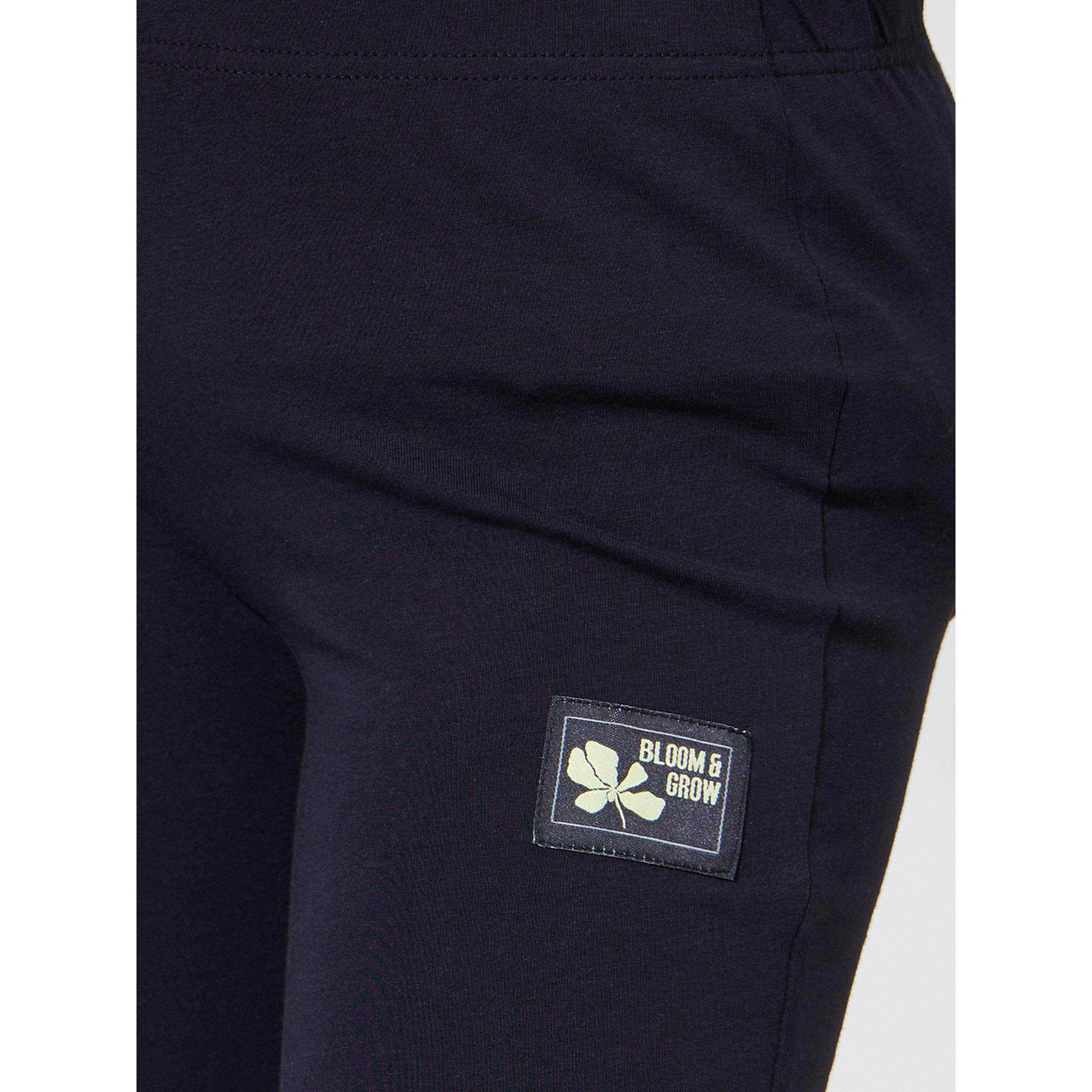 Styli Teen Girls Black Solid Patchwork Details Flared Leggings-girls-clothing-bottoms-leggings-image-3