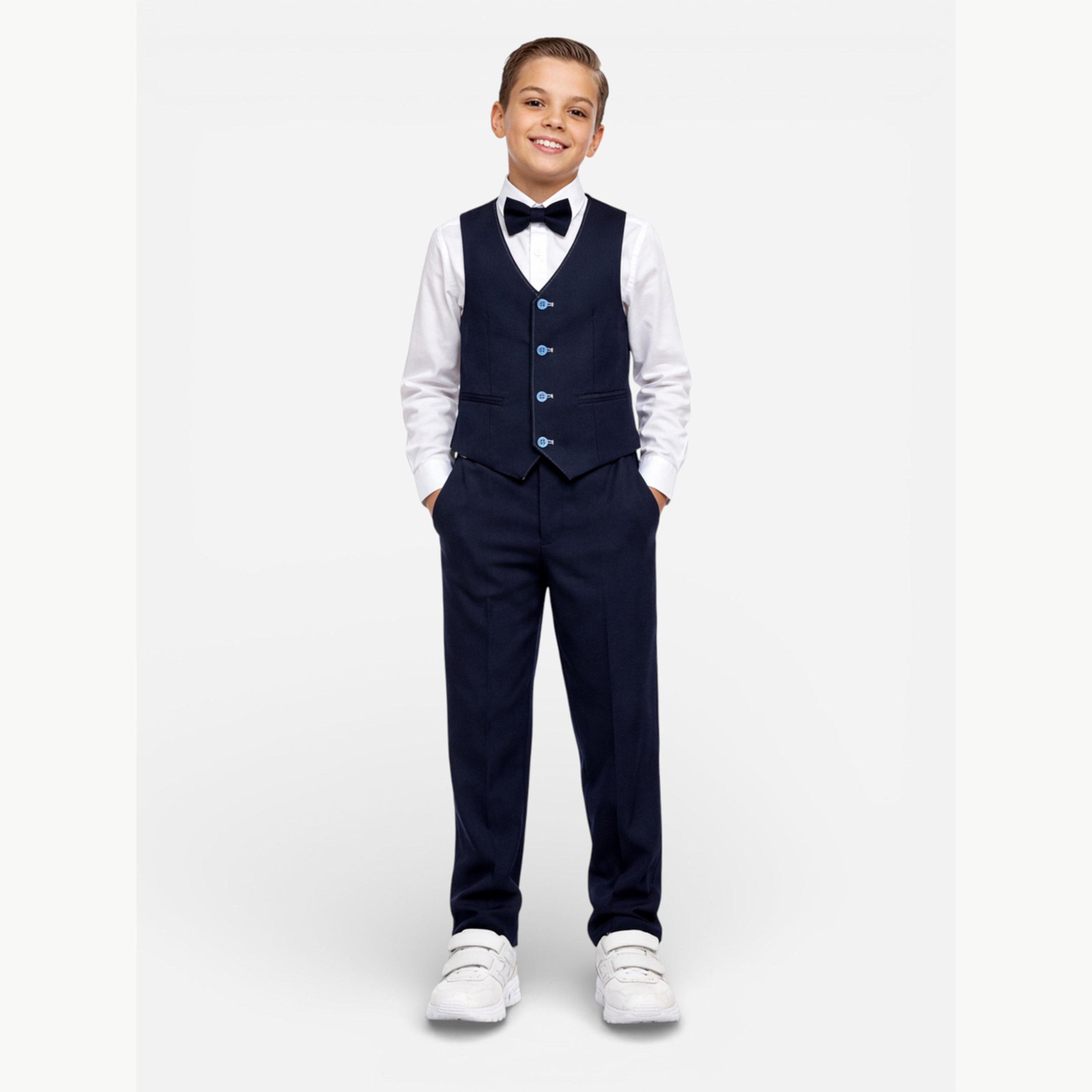 مجموعة من 3 قطع صدرية وقميص وبنطال مع فيونكة عنق للأولاد-boys-clothing-setsandcoords-image-1