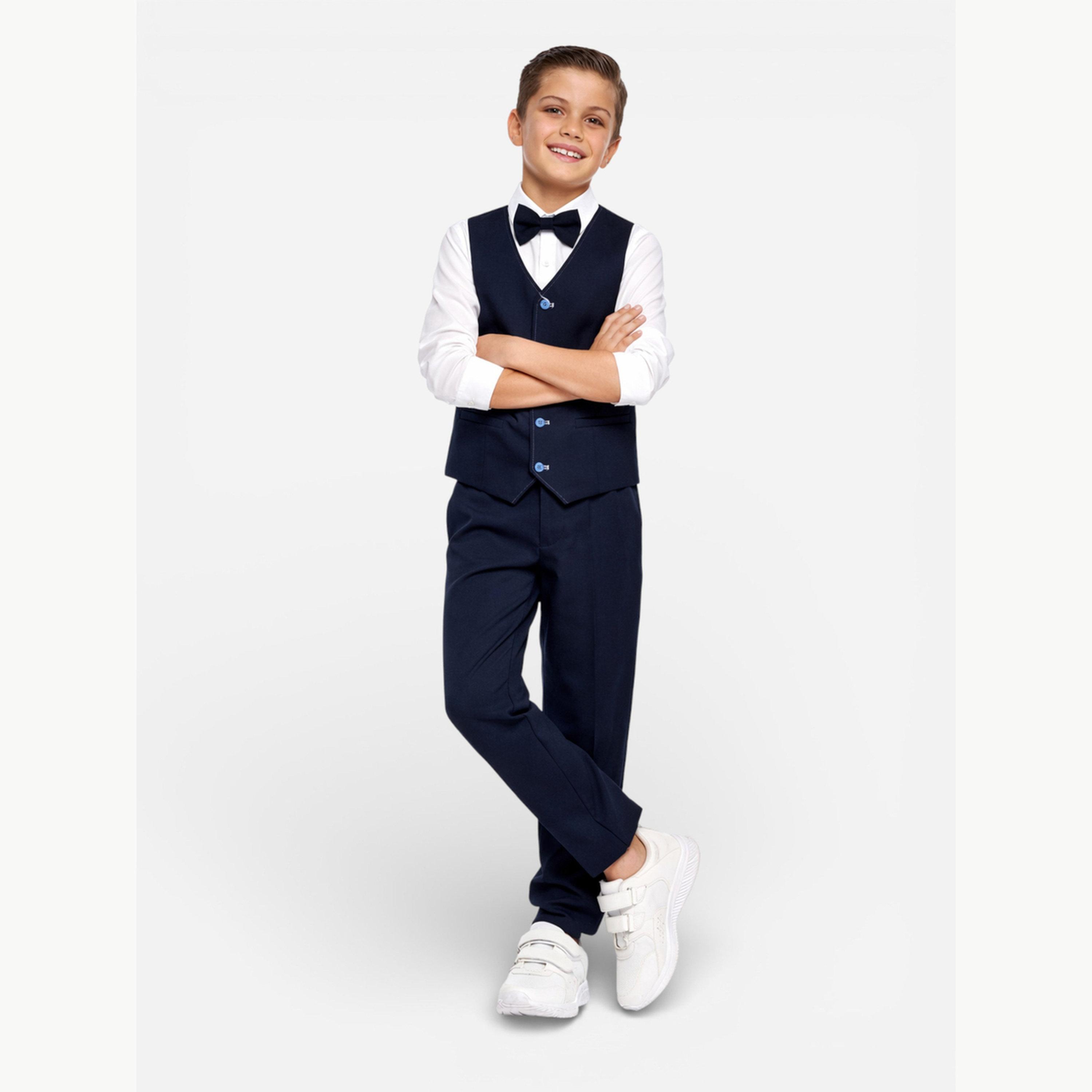 مجموعة من 3 قطع صدرية وقميص وبنطال مع فيونكة عنق للأولاد-boys-clothing-setsandcoords-image-2