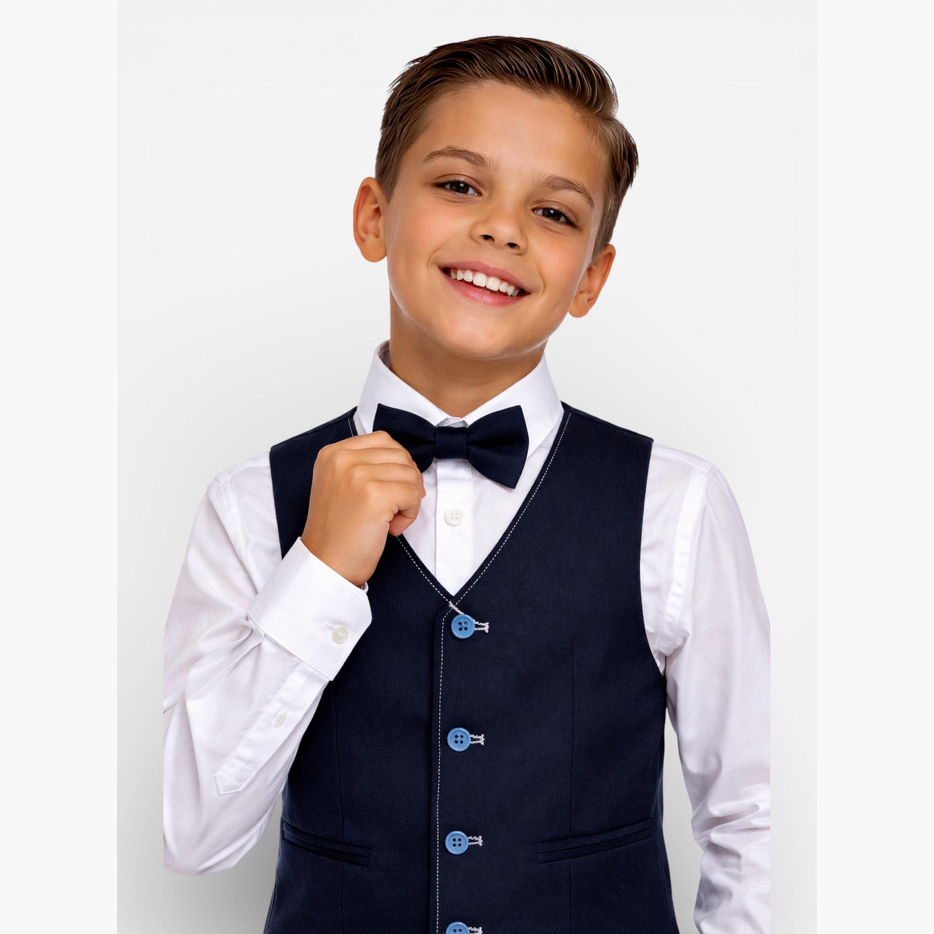 مجموعة من 3 قطع صدرية وقميص وبنطال مع فيونكة عنق للأولاد-boys-clothing-setsandcoords-image-5