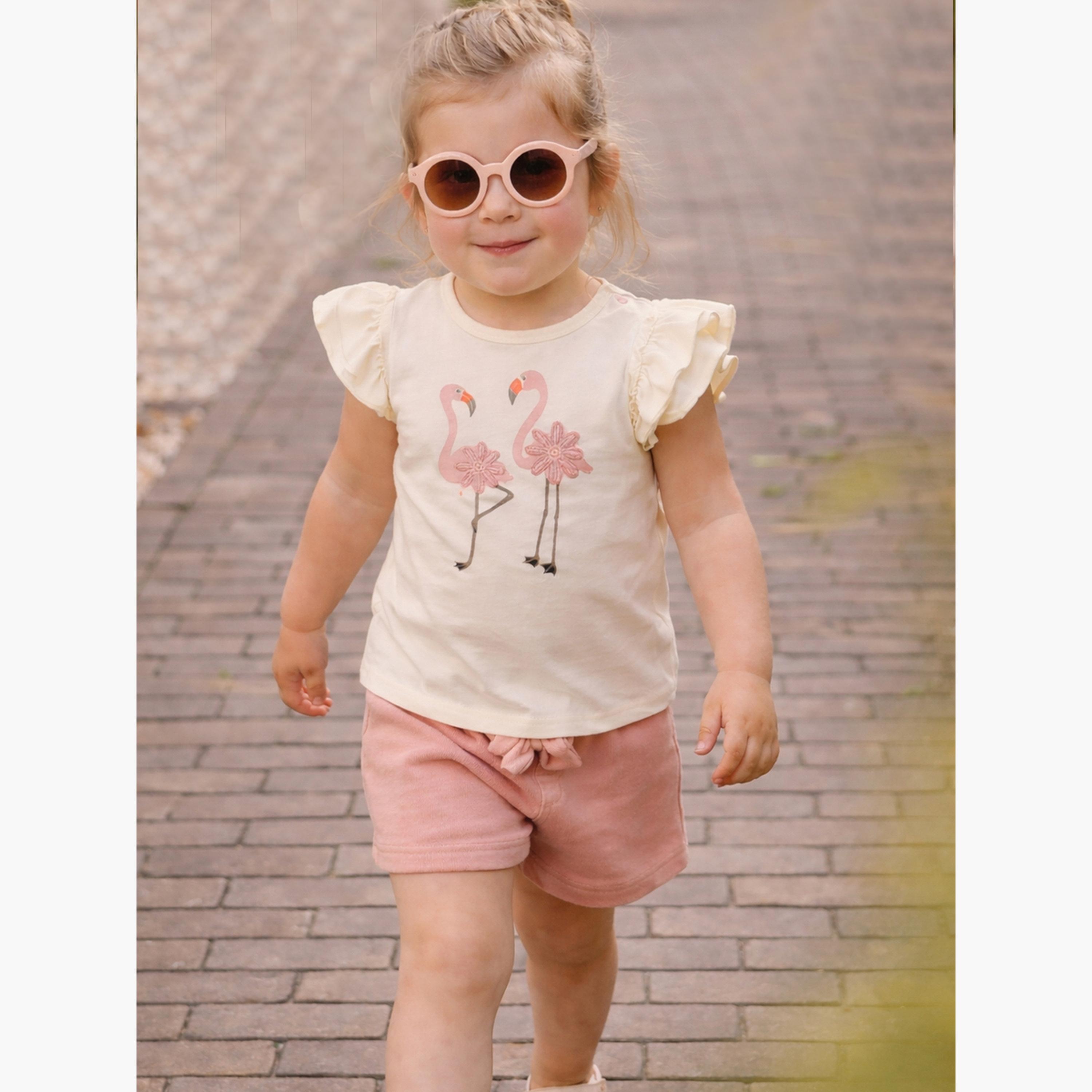 مجموعة من شورت وتيشيرت بأكمام بكشكش وطبعة-girls-clothing-setsandcoords-image-2