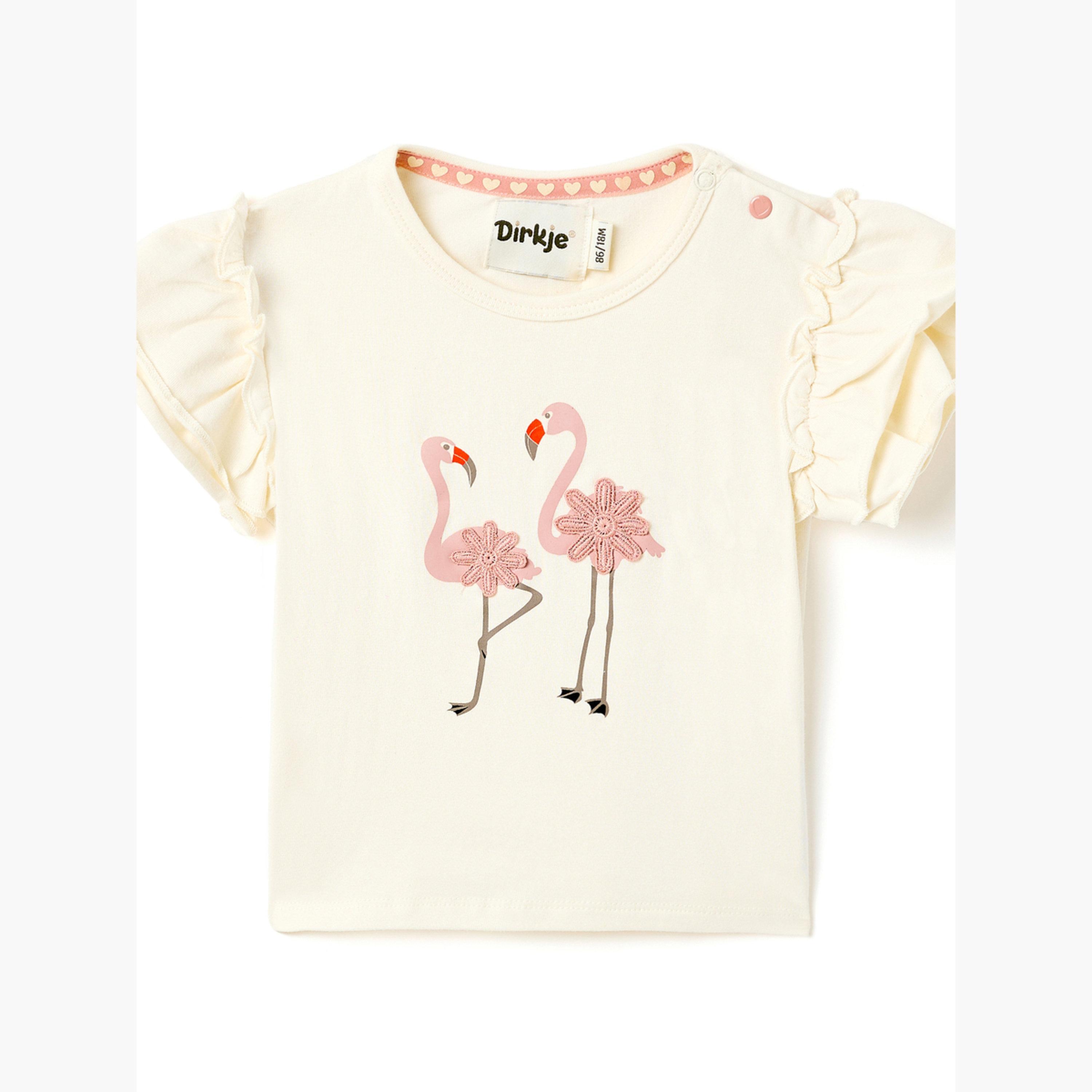 مجموعة من شورت وتيشيرت بأكمام بكشكش وطبعة-girls-clothing-setsandcoords-image-3